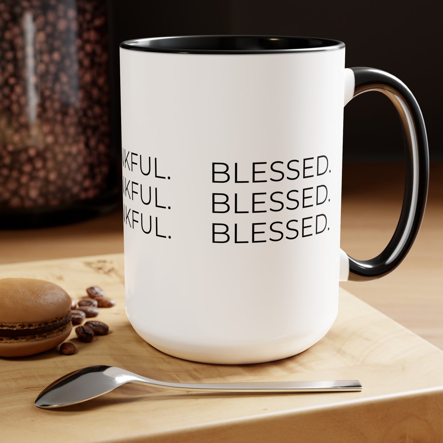 Grateful - Two-Tone XL Coffee Mugs, 15oz Large Mug, Inspirational Coffee Mug, Gift for Women and Men, Gift for Her, Religious Coffee Mug