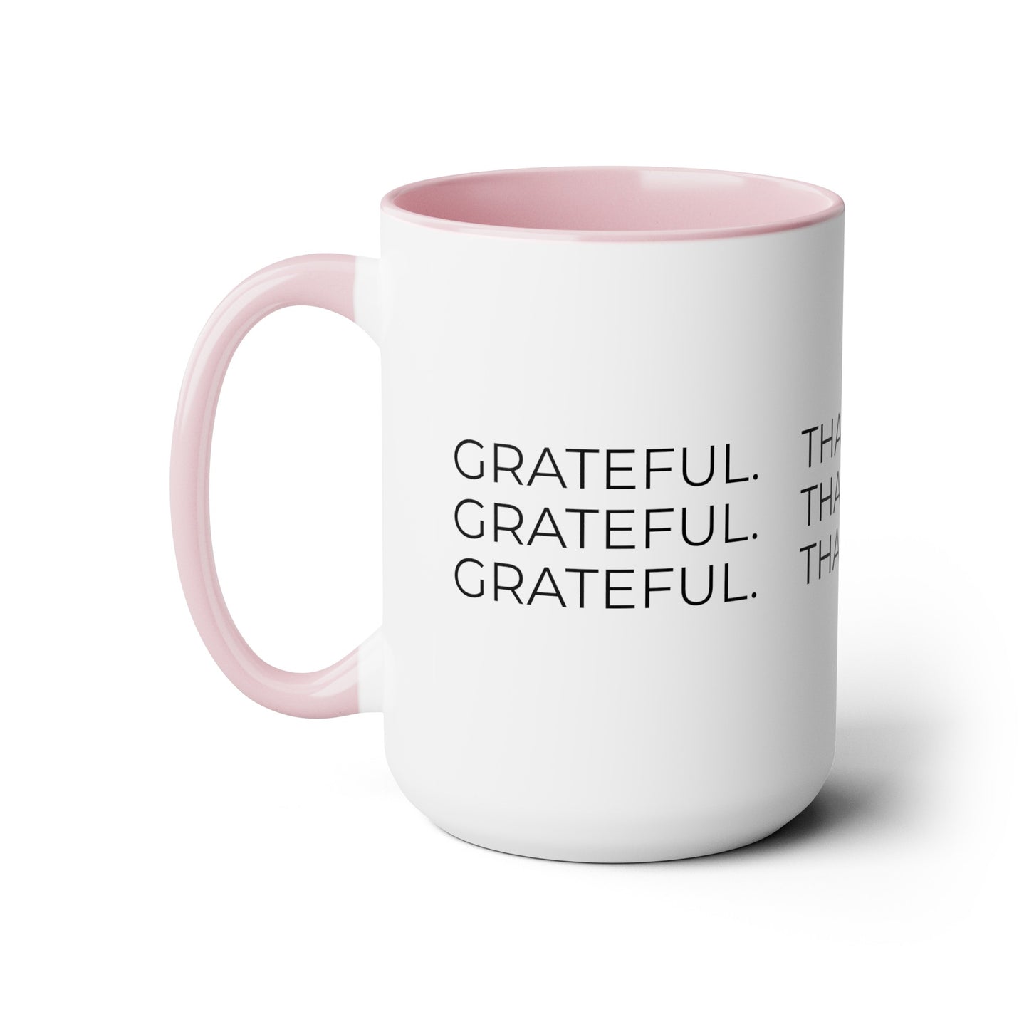 Grateful - Two-Tone XL Coffee Mugs, 15oz Large Mug, Inspirational Coffee Mug, Gift for Women and Men, Gift for Her, Religious Coffee Mug