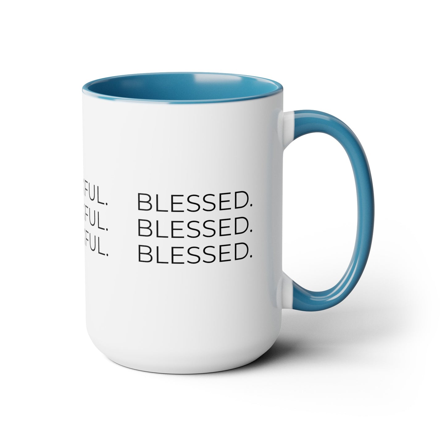 Grateful - Two-Tone XL Coffee Mugs, 15oz Large Mug, Inspirational Coffee Mug, Gift for Women and Men, Gift for Her, Religious Coffee Mug
