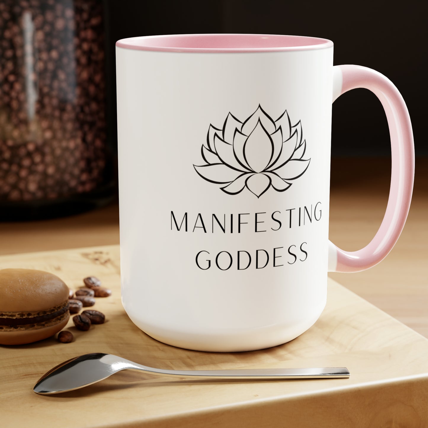 Lotus Flower Manifesting Goddess - 15oz Large Mugs - Spiritual Coffee Mug, Pink Coffee Mug, Gift for Spiritual Friend, Novelty Coffee Mugs