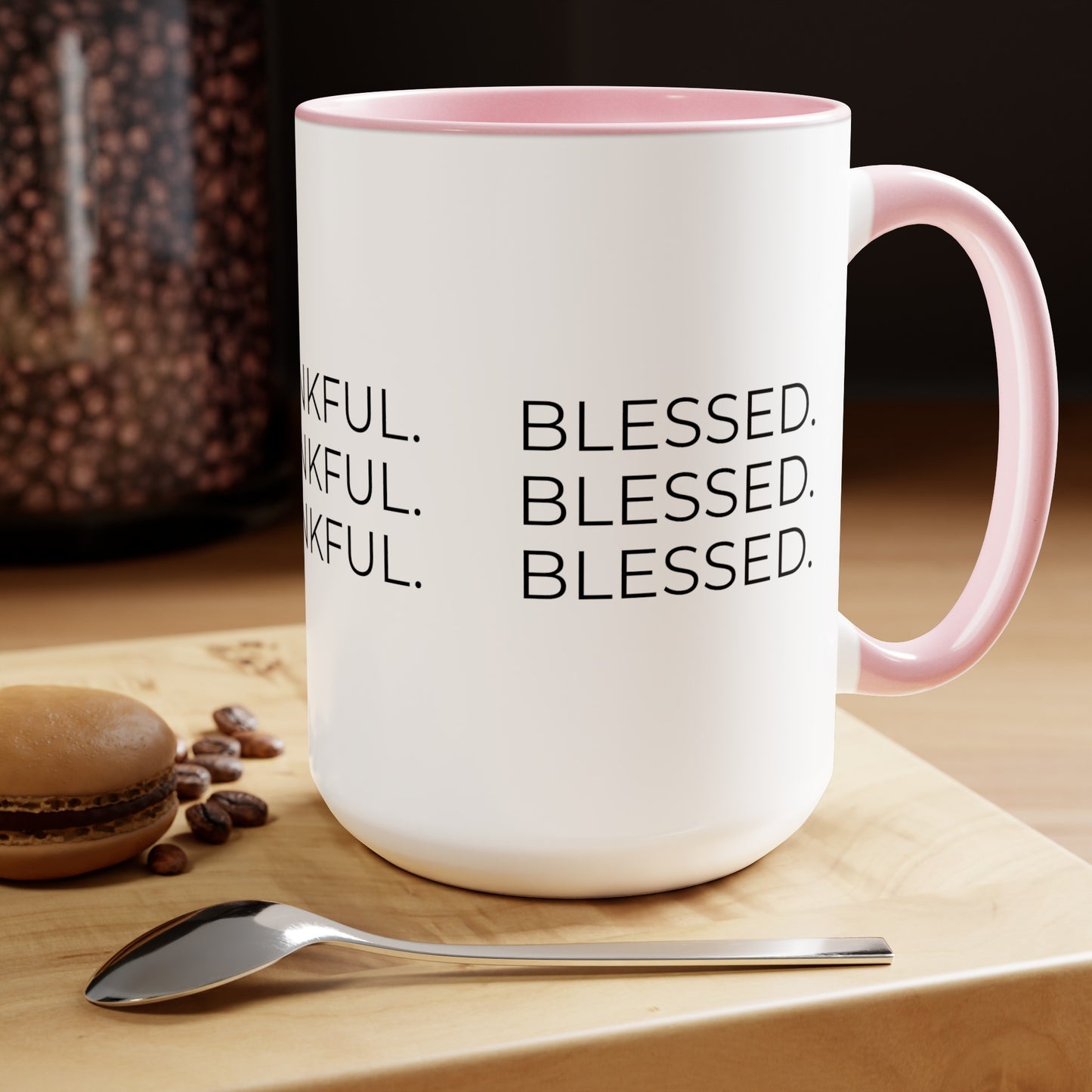 Grateful - Two-Tone XL Coffee Mugs, 15oz Large Mug, Inspirational Coffee Mug, Gift for Women and Men, Gift for Her, Religious Coffee Mug