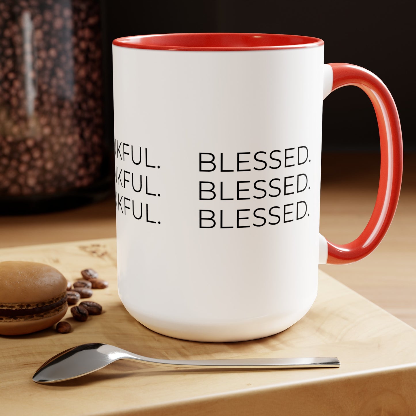 Grateful - Two-Tone XL Coffee Mugs, 15oz Large Mug, Inspirational Coffee Mug, Gift for Women and Men, Gift for Her, Religious Coffee Mug
