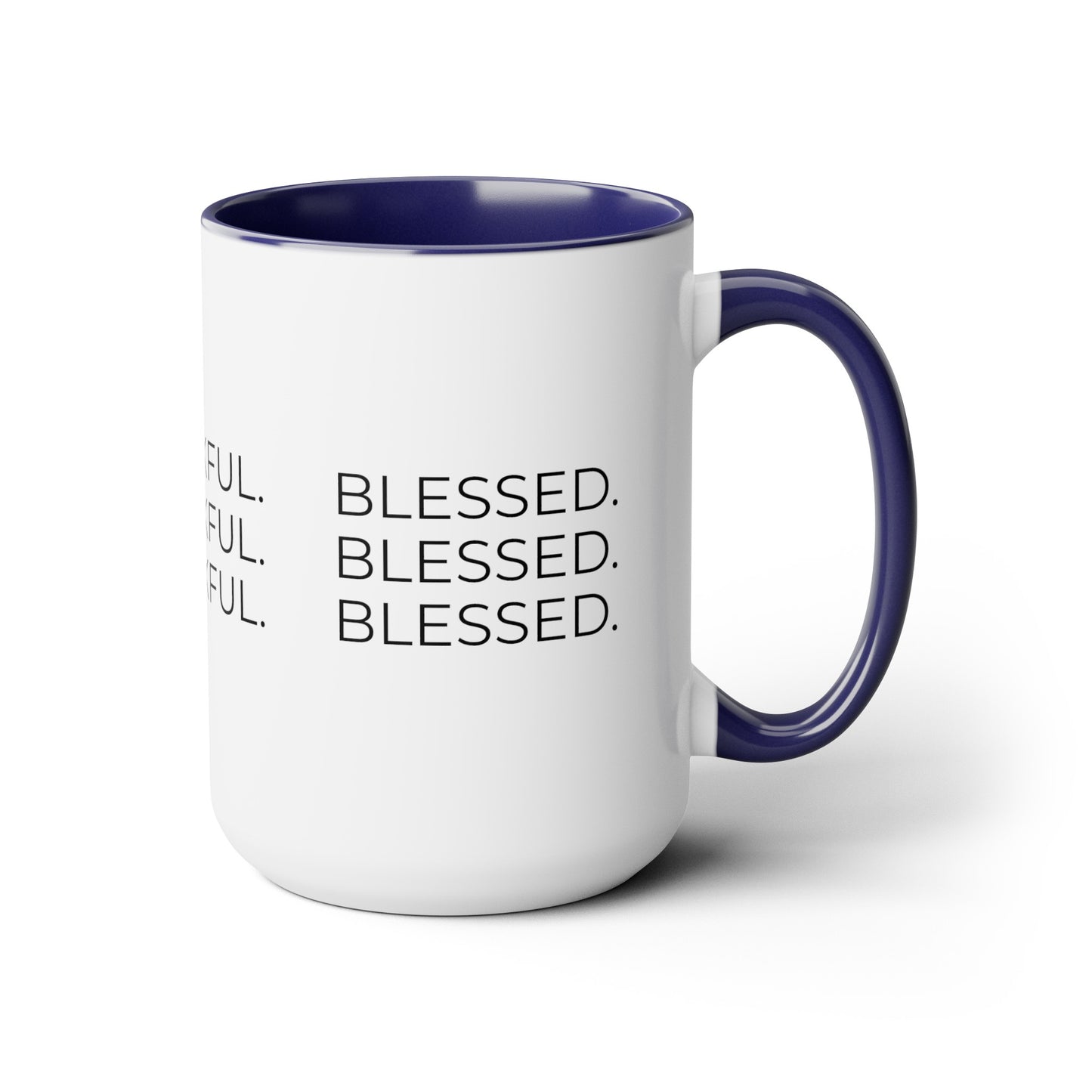 Grateful - Two-Tone XL Coffee Mugs, 15oz Large Mug, Inspirational Coffee Mug, Gift for Women and Men, Gift for Her, Religious Coffee Mug