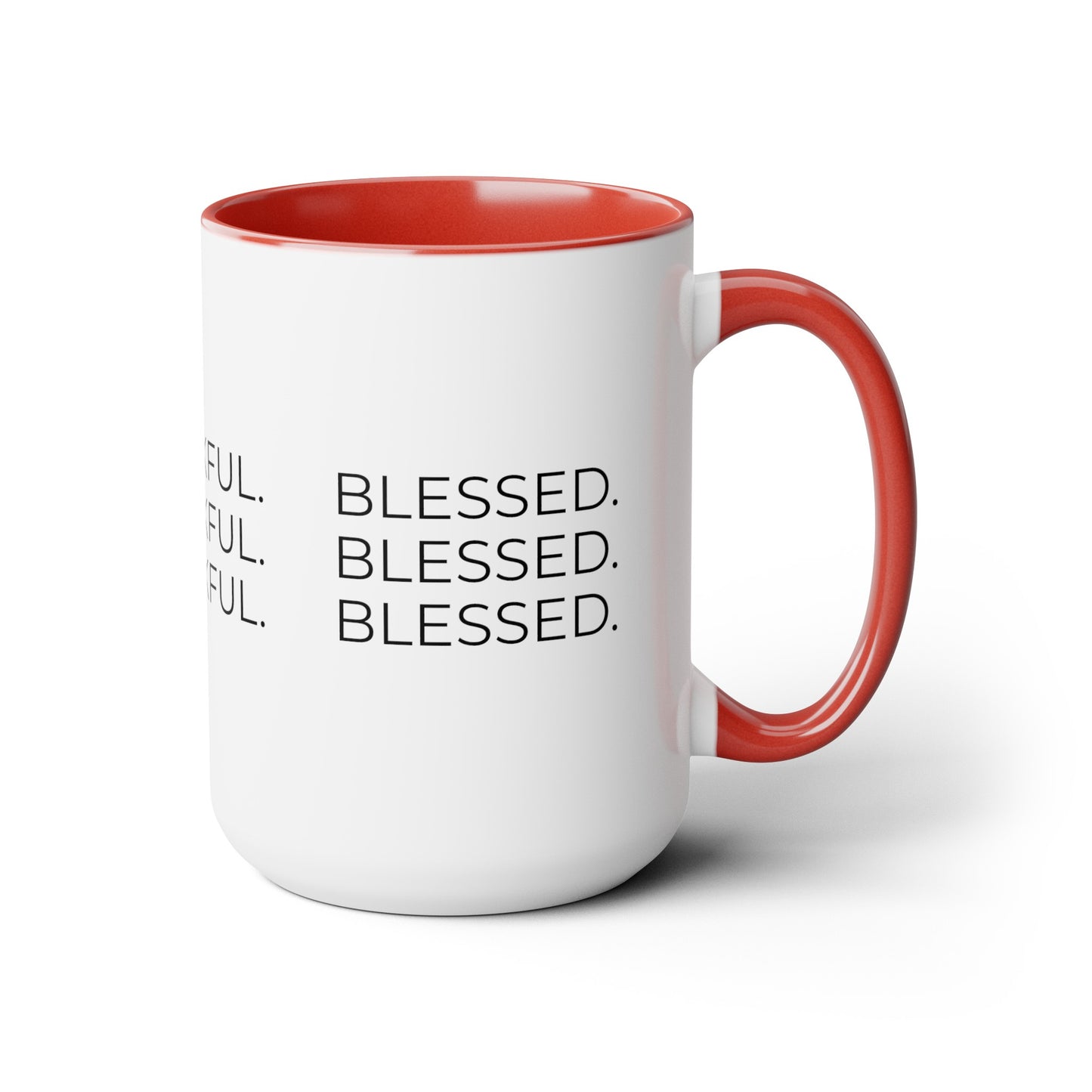 Grateful - Two-Tone XL Coffee Mugs, 15oz Large Mug, Inspirational Coffee Mug, Gift for Women and Men, Gift for Her, Religious Coffee Mug