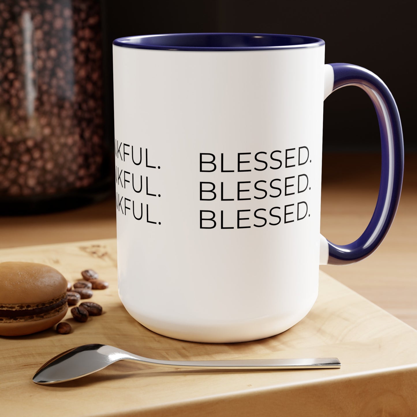 Grateful - Two-Tone XL Coffee Mugs, 15oz Large Mug, Inspirational Coffee Mug, Gift for Women and Men, Gift for Her, Religious Coffee Mug