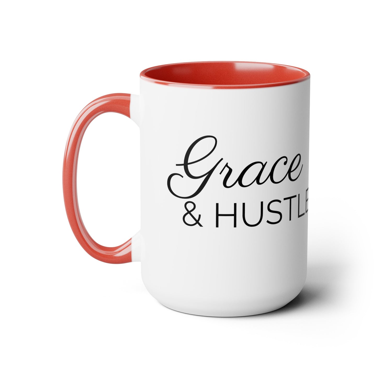 Grace and Hustle - 15oz Large Coffee Mugs - Inspirational Coffee Mug, Mugs With Motivational Sayings, Gift for Women and Men