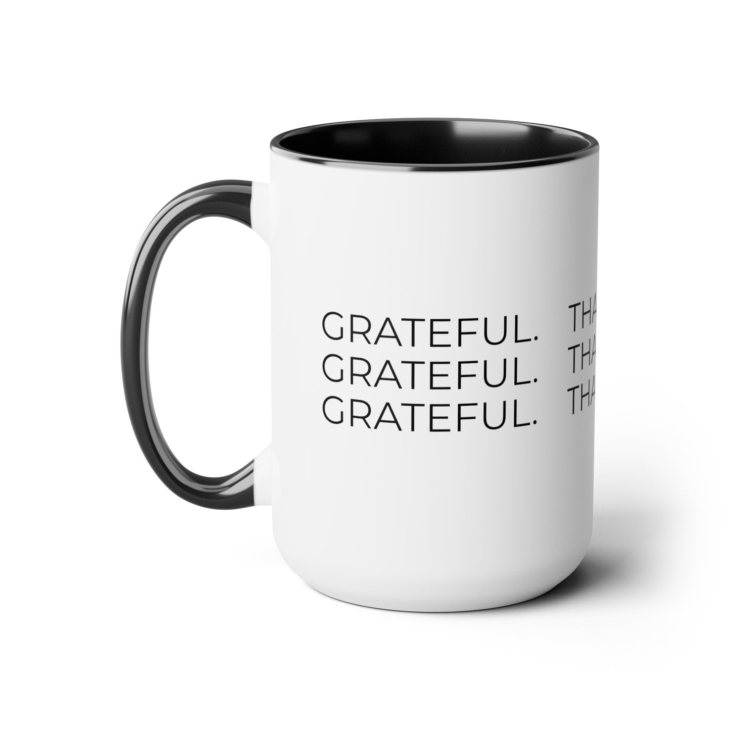 Grateful - Two-Tone XL Coffee Mugs, 15oz Large Mug, Inspirational Coffee Mug, Gift for Women and Men, Gift for Her, Religious Coffee Mug
