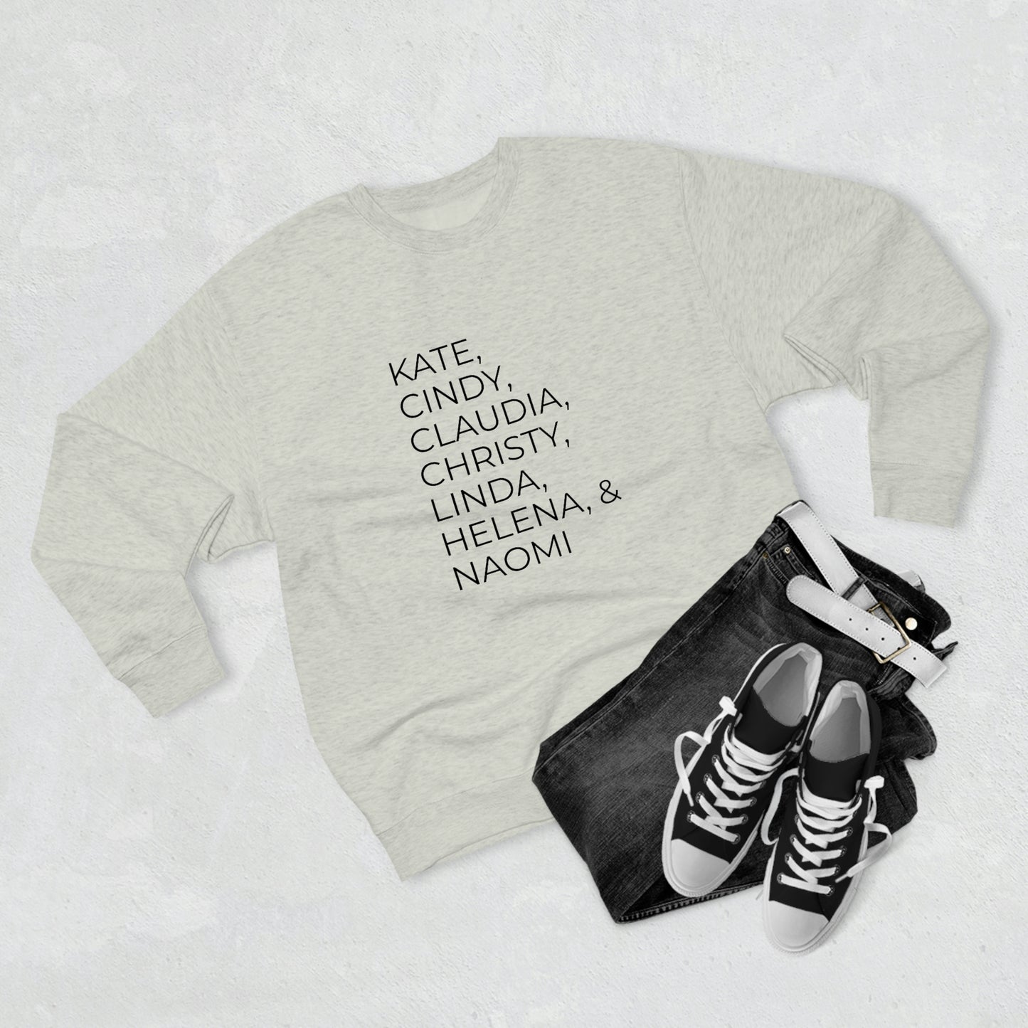 90's Super Models - Premium Crewneck Sweatshirt - Gift for Her, Novelty Sweatshirt, High Fashion, Gift Idea, Streetwear Sweatshirt