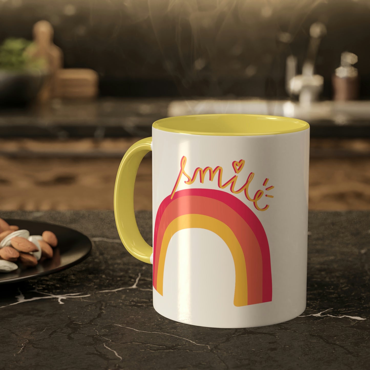 Smile - 11oz Coffee Mug, Novelty Mug, Gift for your Girlfriends, Good Vibes Gift, Sunshine Rainbow Coffee Cup