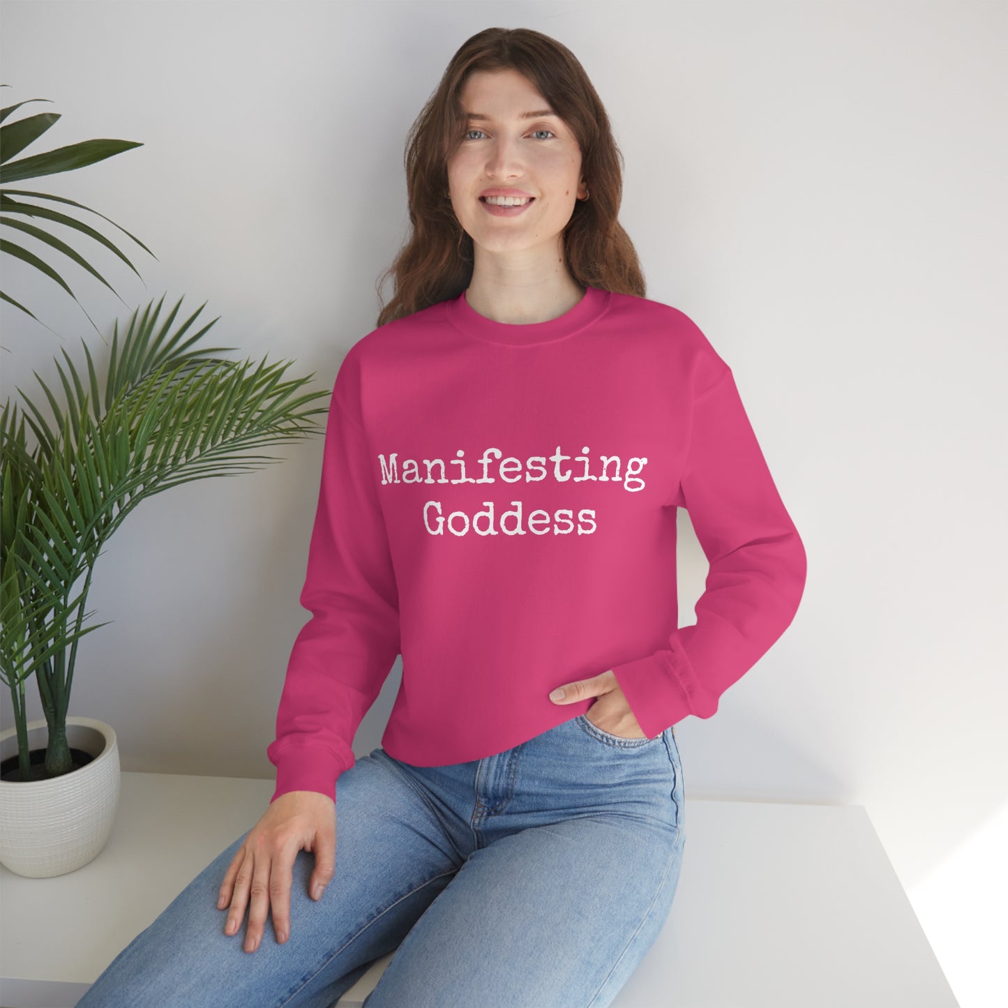 Manifesting Goddess - Heavy Blend Crewneck Sweatshirt - Inspirational Message, Novelty Sweatshirt, Gift Idea, Streetwear Sweatshirt Hoodie