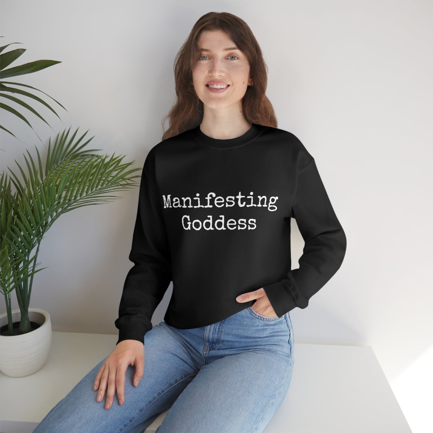 Manifesting Goddess - Heavy Blend Crewneck Sweatshirt - Inspirational Message, Novelty Sweatshirt, Gift Idea, Streetwear Sweatshirt Hoodie