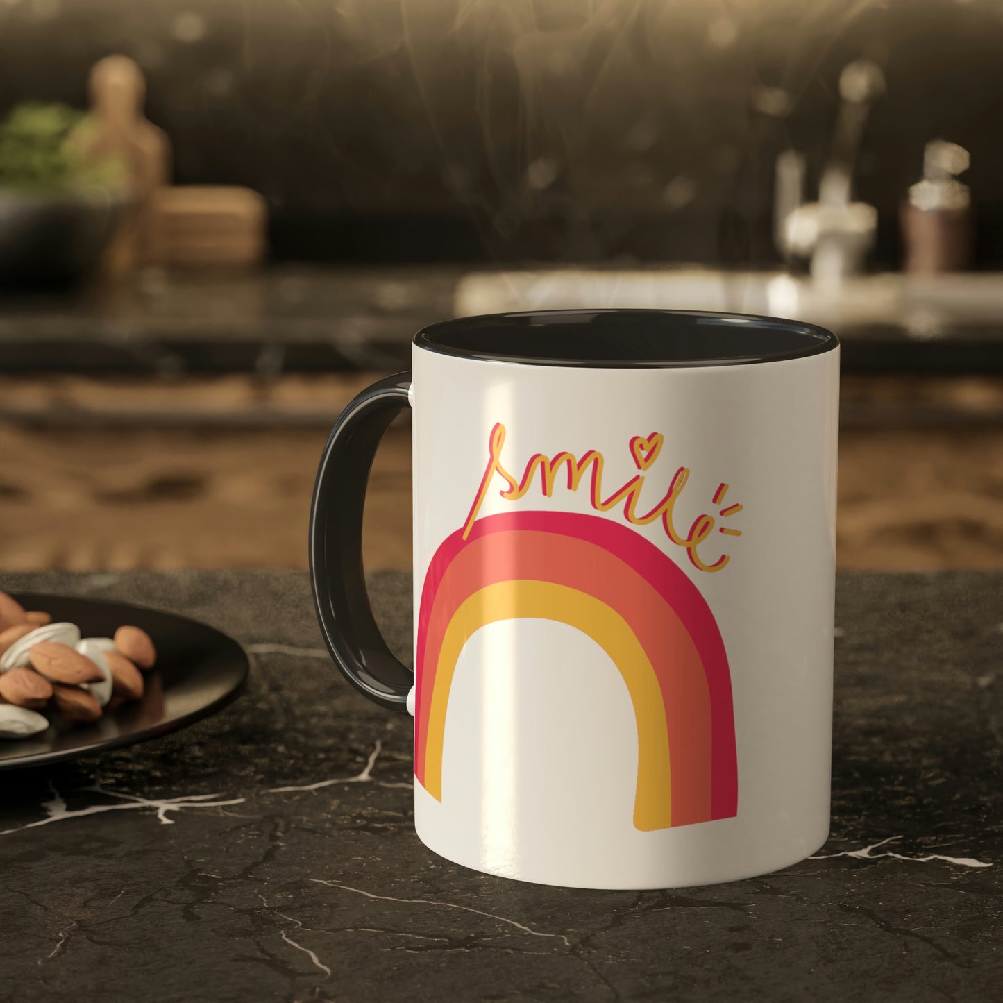 Smile - 11oz Coffee Mug, Novelty Mug, Gift for your Girlfriends, Good Vibes Gift, Sunshine Rainbow Coffee Cup