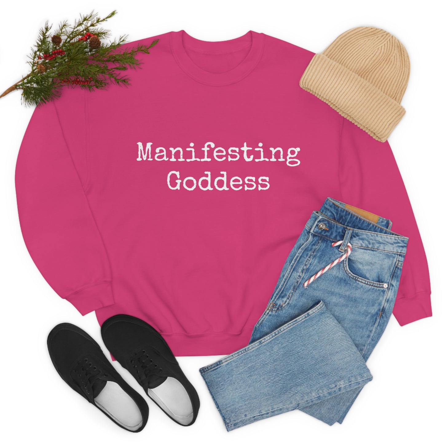 Manifesting Goddess - Heavy Blend Crewneck Sweatshirt - Inspirational Message, Novelty Sweatshirt, Gift Idea, Streetwear Sweatshirt Hoodie