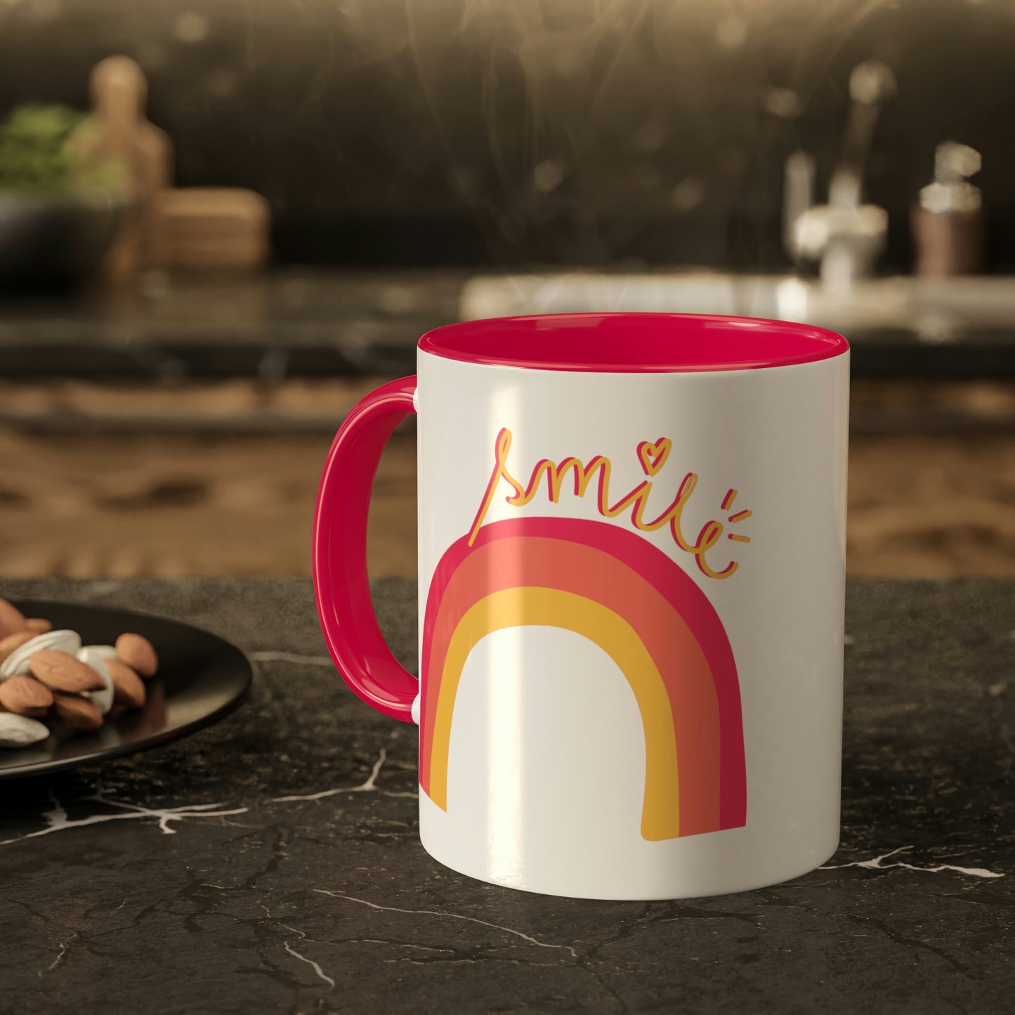 Smile - 11oz Coffee Mug, Novelty Mug, Gift for your Girlfriends, Good Vibes Gift, Sunshine Rainbow Coffee Cup