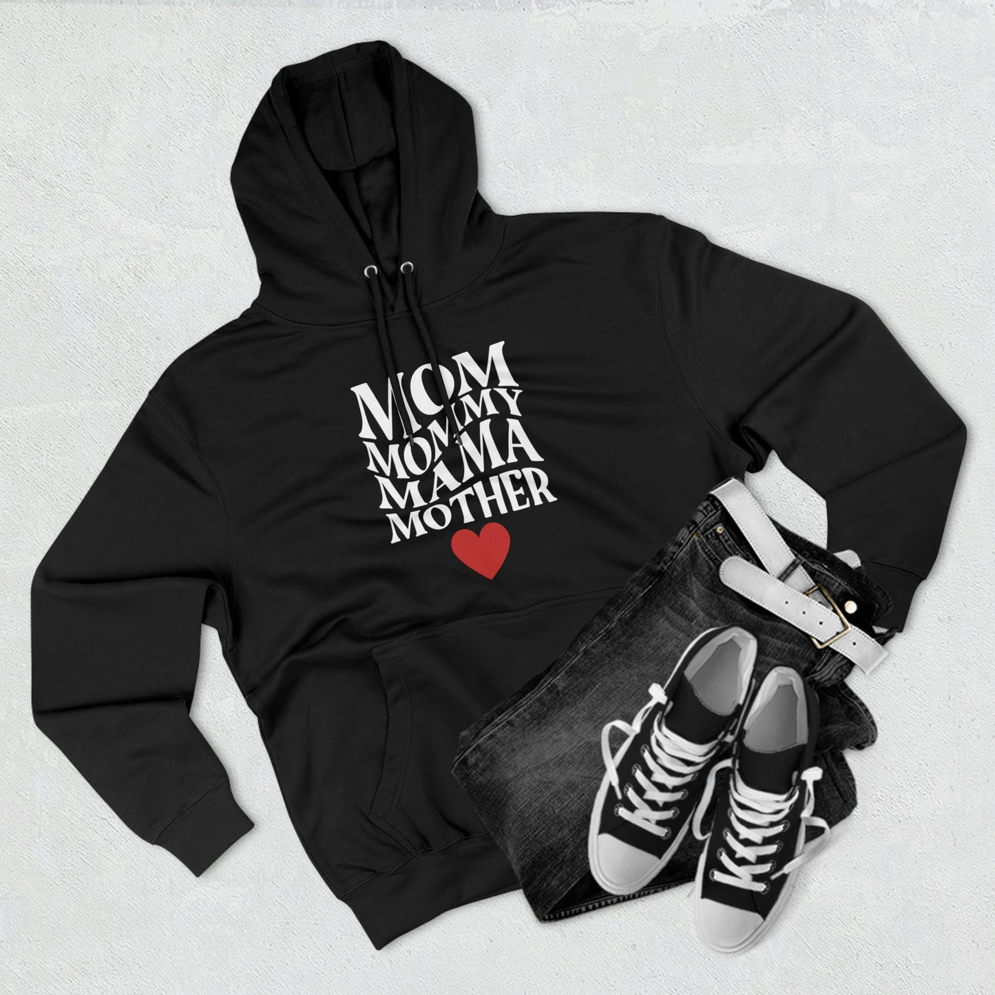 Mom, Mommy, Mama Mother (black) - Unisex Premium Pullover Hoodie - Mother's Day Gift, Novelty Hoodie for Mom