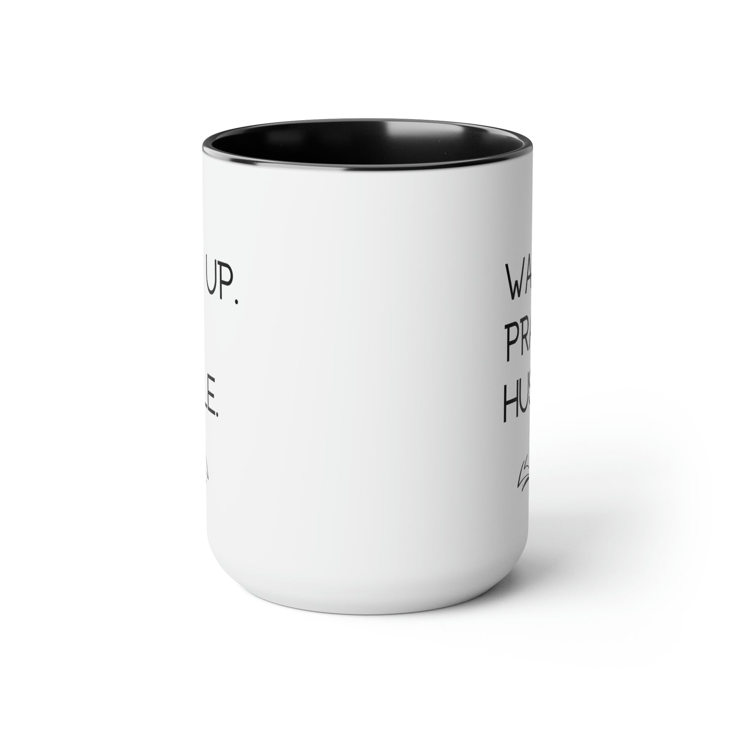 Wake Up Pray Hustle - 15oz Large Coffee Mugs - Inspirational Pink Coffee Mug, Gift for Women and Men, Gift for Spiritual or Religious Person