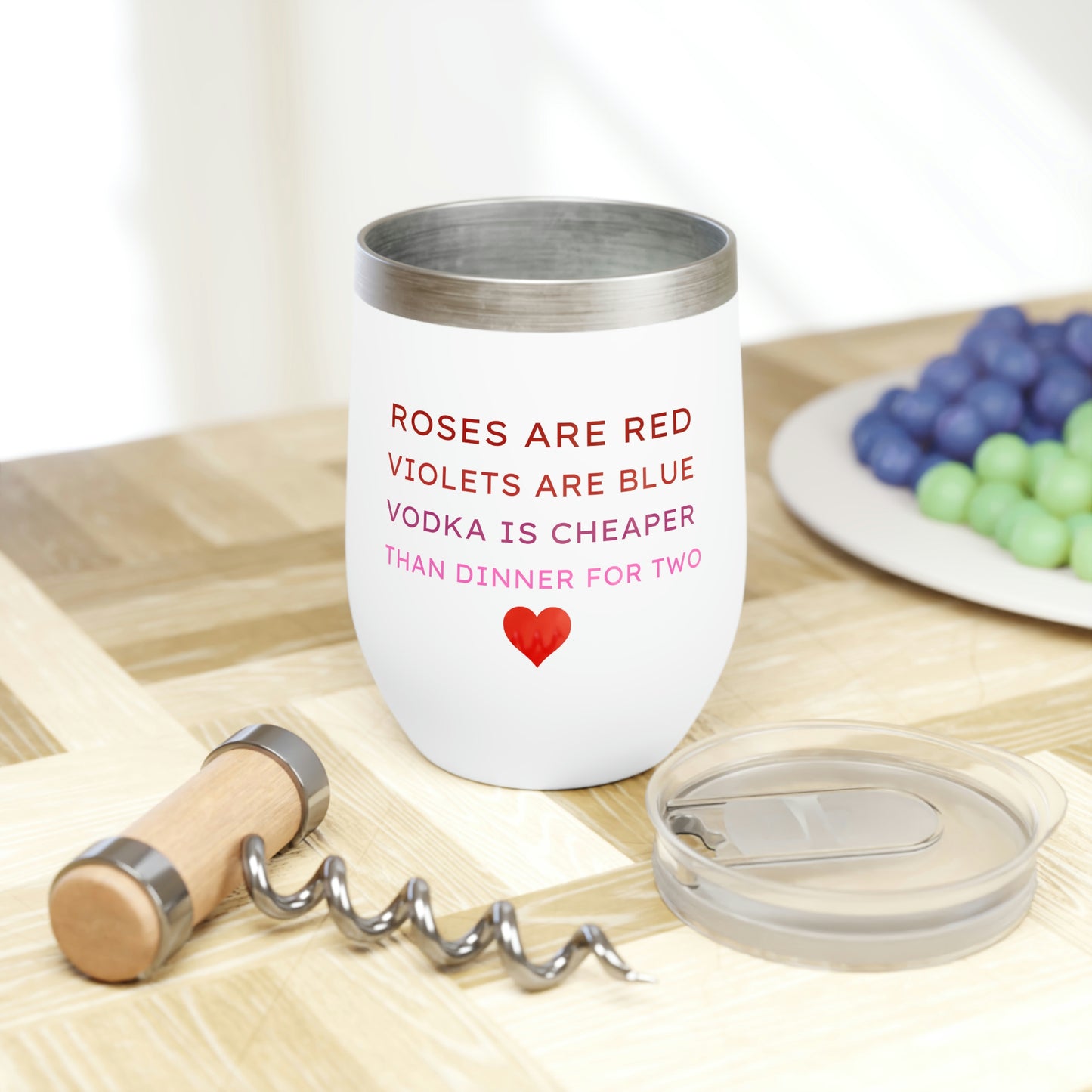 Valentines Roses are Red, Vodka is Cheaper - 12oz Alcohol Tumbler, Vodka Tumbler Funny Valentines Gag Gift, Insulated Cup for Alcohol