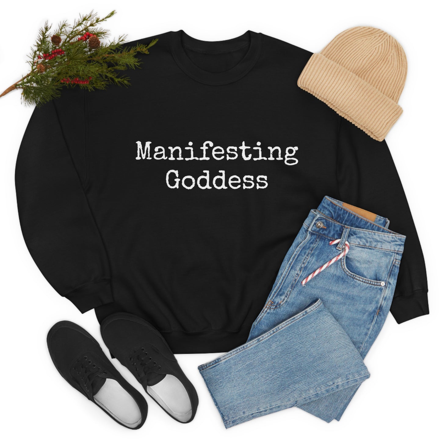 Manifesting Goddess - Heavy Blend Crewneck Sweatshirt - Inspirational Message, Novelty Sweatshirt, Gift Idea, Streetwear Sweatshirt Hoodie
