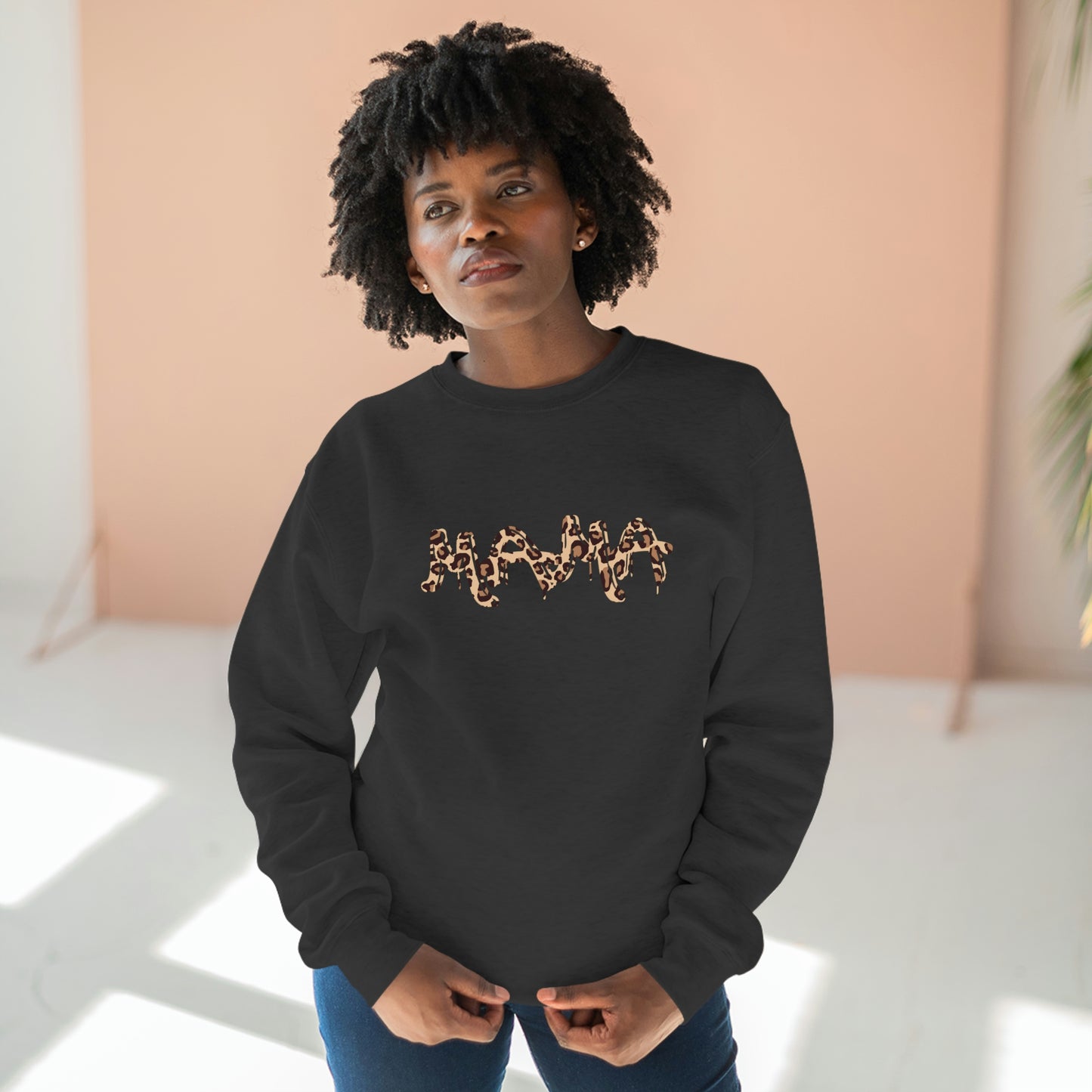 Mama (leopard) - Premium Crewneck Sweatshirt - Gift for Mama, Mother's Day gift, Gift for leopard Lover Mom, Mama Sweatshirt
