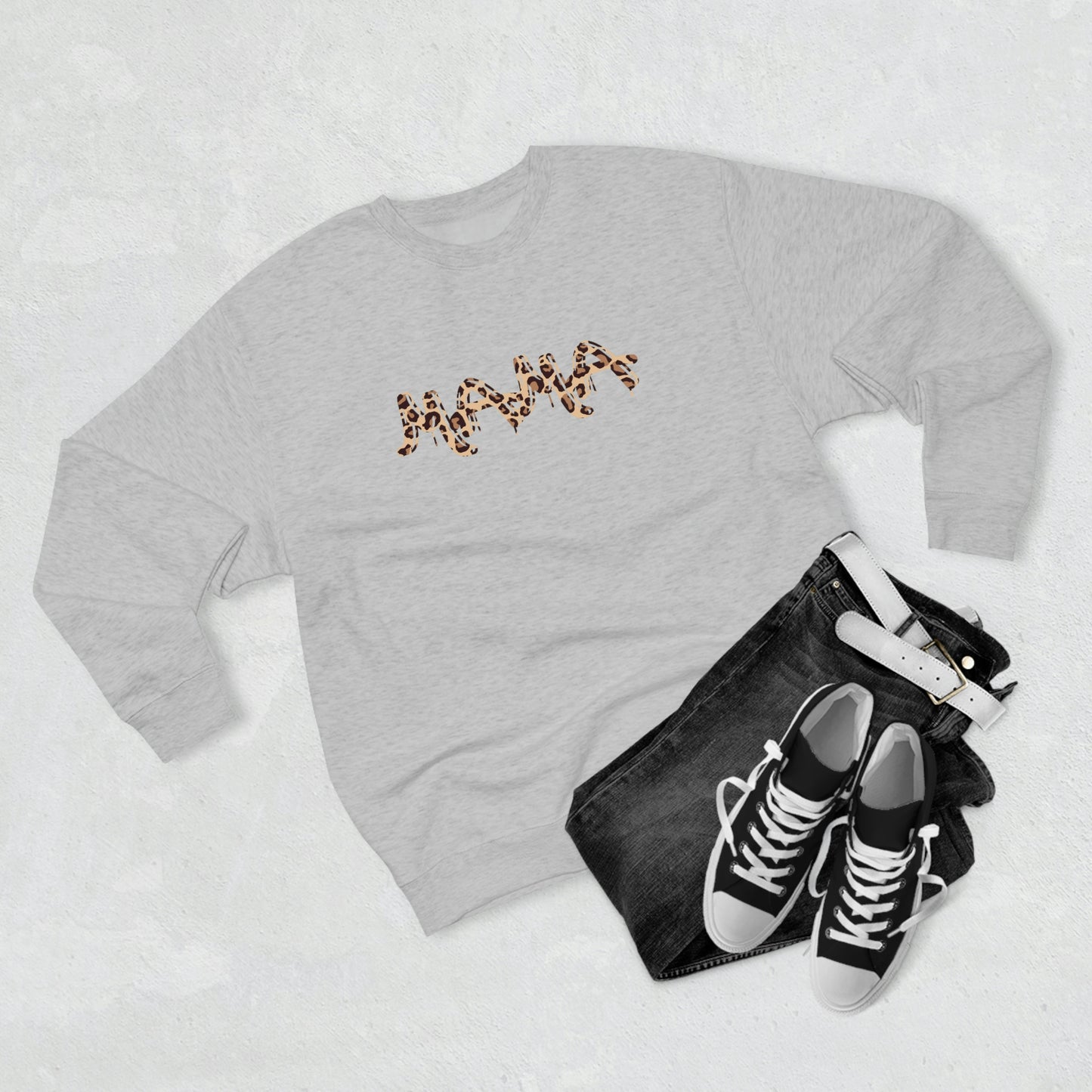 Mama (leopard) - Premium Crewneck Sweatshirt - Gift for Mama, Mother's Day gift, Gift for leopard Lover Mom, Mama Sweatshirt