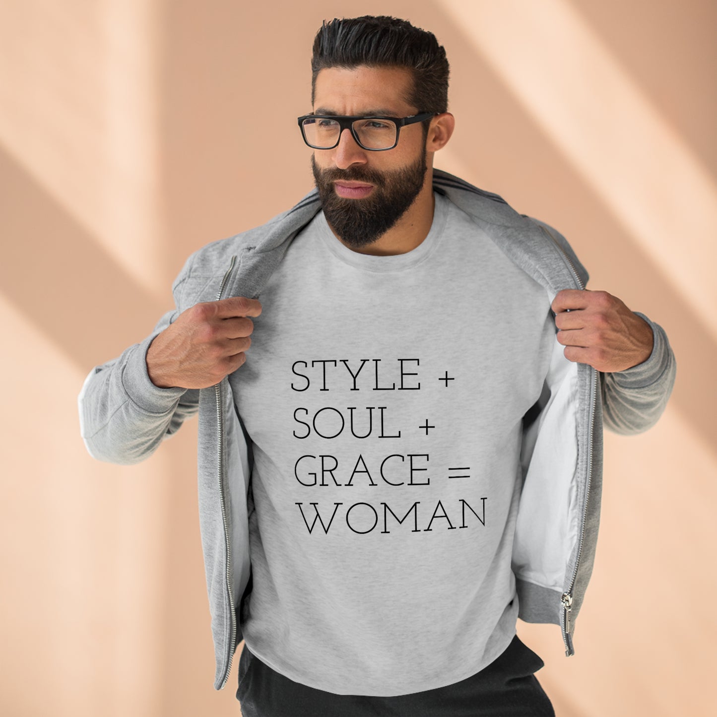 STYLE SOUL GRACE - WOMAN - Premium Crewneck Sweatshirt - Inspirational, Motivational Message, Novelty Sweatshirt, Streetwear Sweatshirt