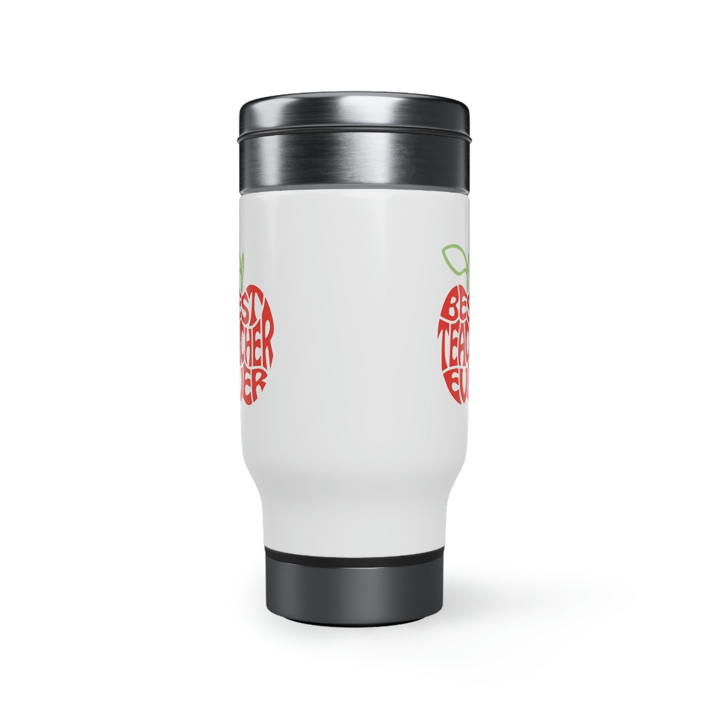 Best Teacher Ever (apple) - 14oz Stainless Steel Travel Mug with Handle, Gift for Teacher, Gift for Favorite Teacher, Gift for Teacher's Week
