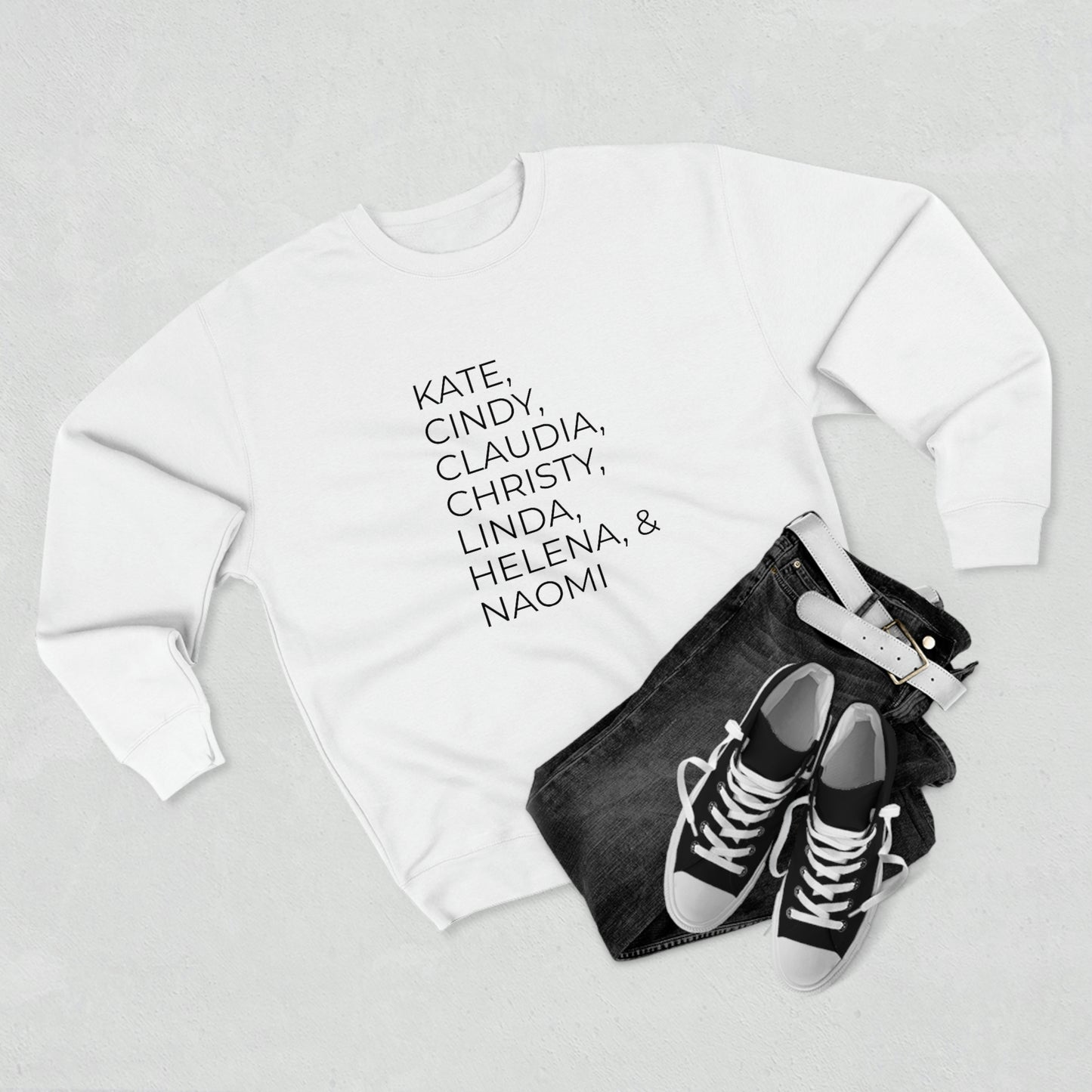 90's Super Models - Premium Crewneck Sweatshirt - Gift for Her, Novelty Sweatshirt, High Fashion, Gift Idea, Streetwear Sweatshirt