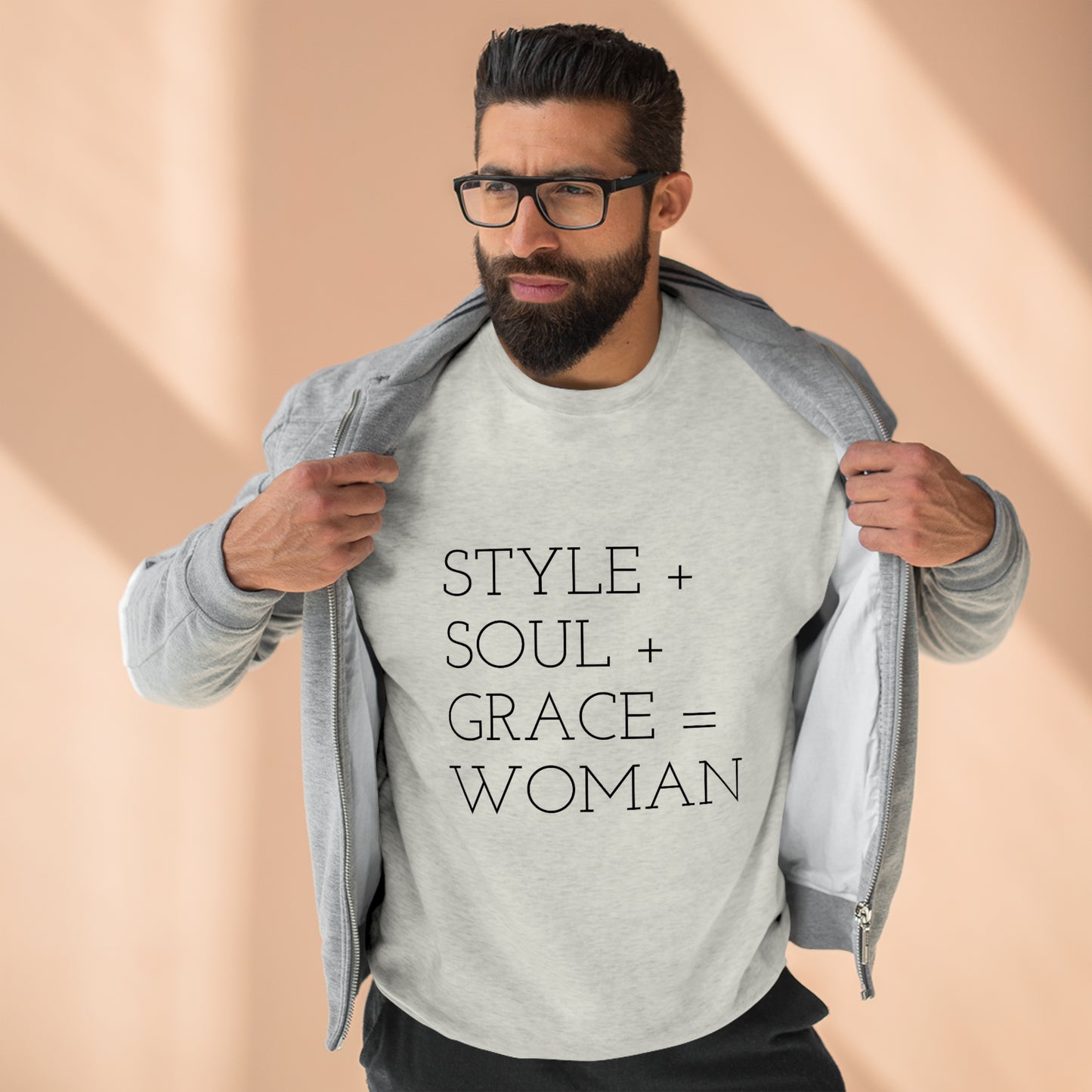 STYLE SOUL GRACE - WOMAN - Premium Crewneck Sweatshirt - Inspirational, Motivational Message, Novelty Sweatshirt, Streetwear Sweatshirt