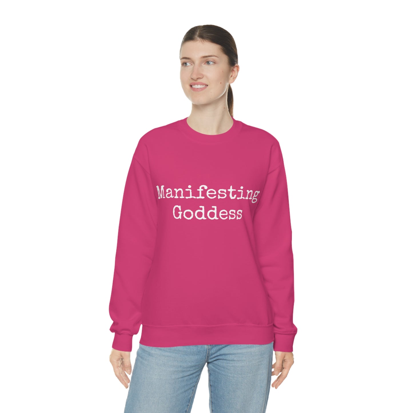 Manifesting Goddess - Heavy Blend Crewneck Sweatshirt - Inspirational Message, Novelty Sweatshirt, Gift Idea, Streetwear Sweatshirt Hoodie