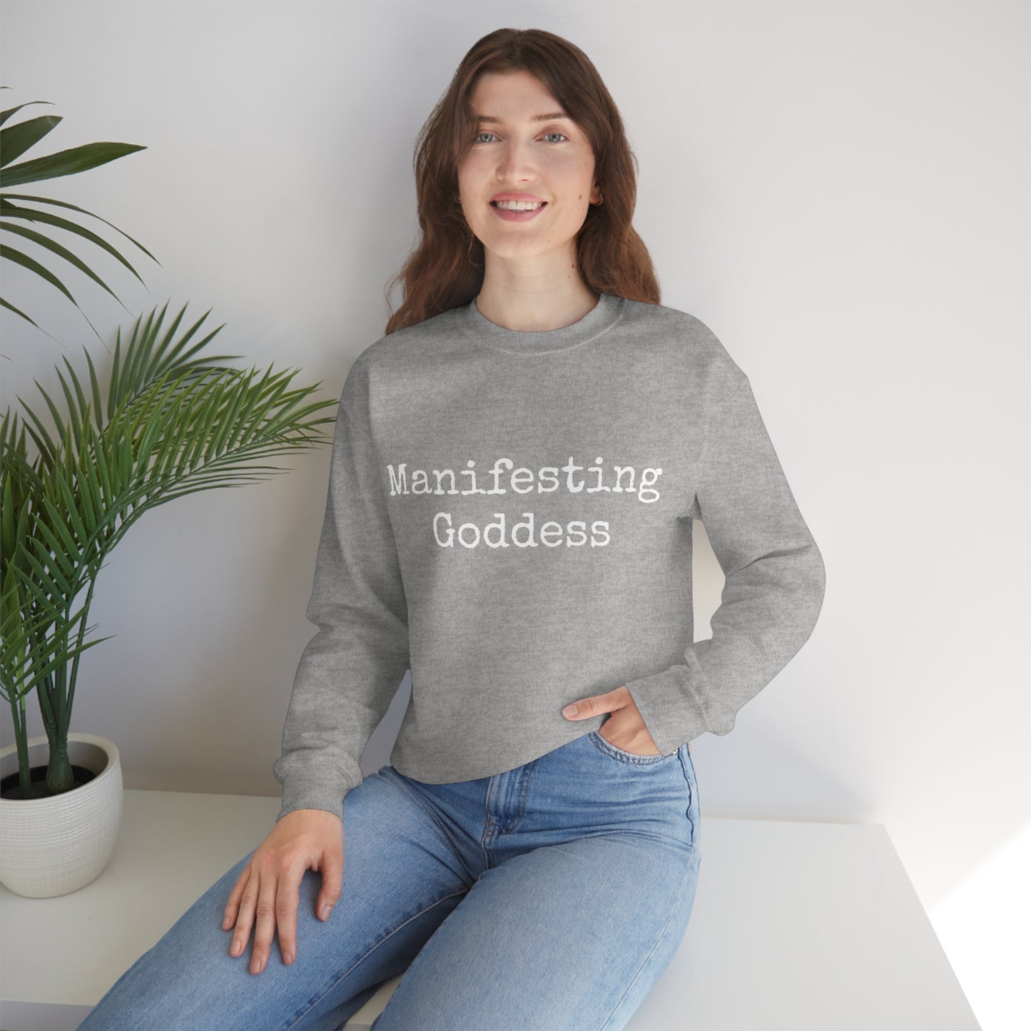 Manifesting Goddess - Heavy Blend Crewneck Sweatshirt - Inspirational Message, Novelty Sweatshirt, Gift Idea, Streetwear Sweatshirt Hoodie