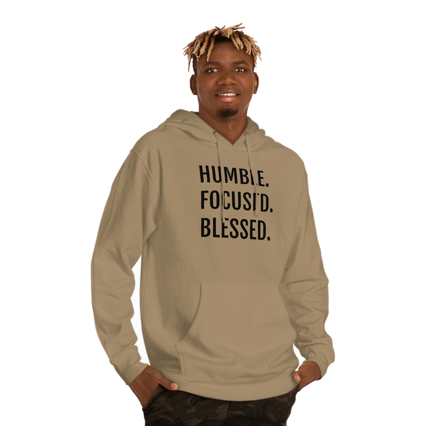 Humble. Focused. Blessed. - Unisex Hooded Sweatshirt - Inspirational Novelty Sweatshirt, Gift Idea, Streetwear Sweatshirt Hoodie