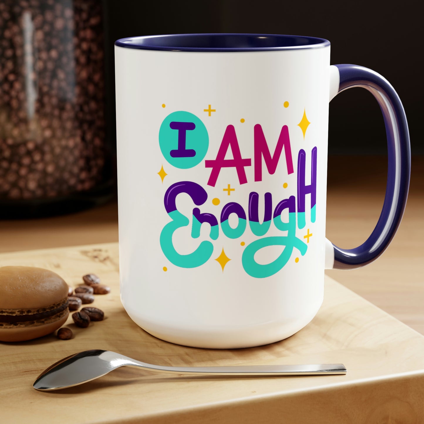 I Am Enough - 15oz Large Coffee Mugs - Inspirational Pink Coffee Mug, Gift for Women, Girl Power Gift, Gift for Women's