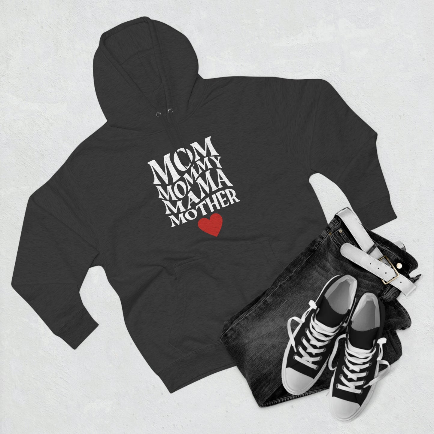 Mom, Mommy, Mama Mother (black) - Unisex Premium Pullover Hoodie - Mother's Day Gift, Novelty Hoodie for Mom