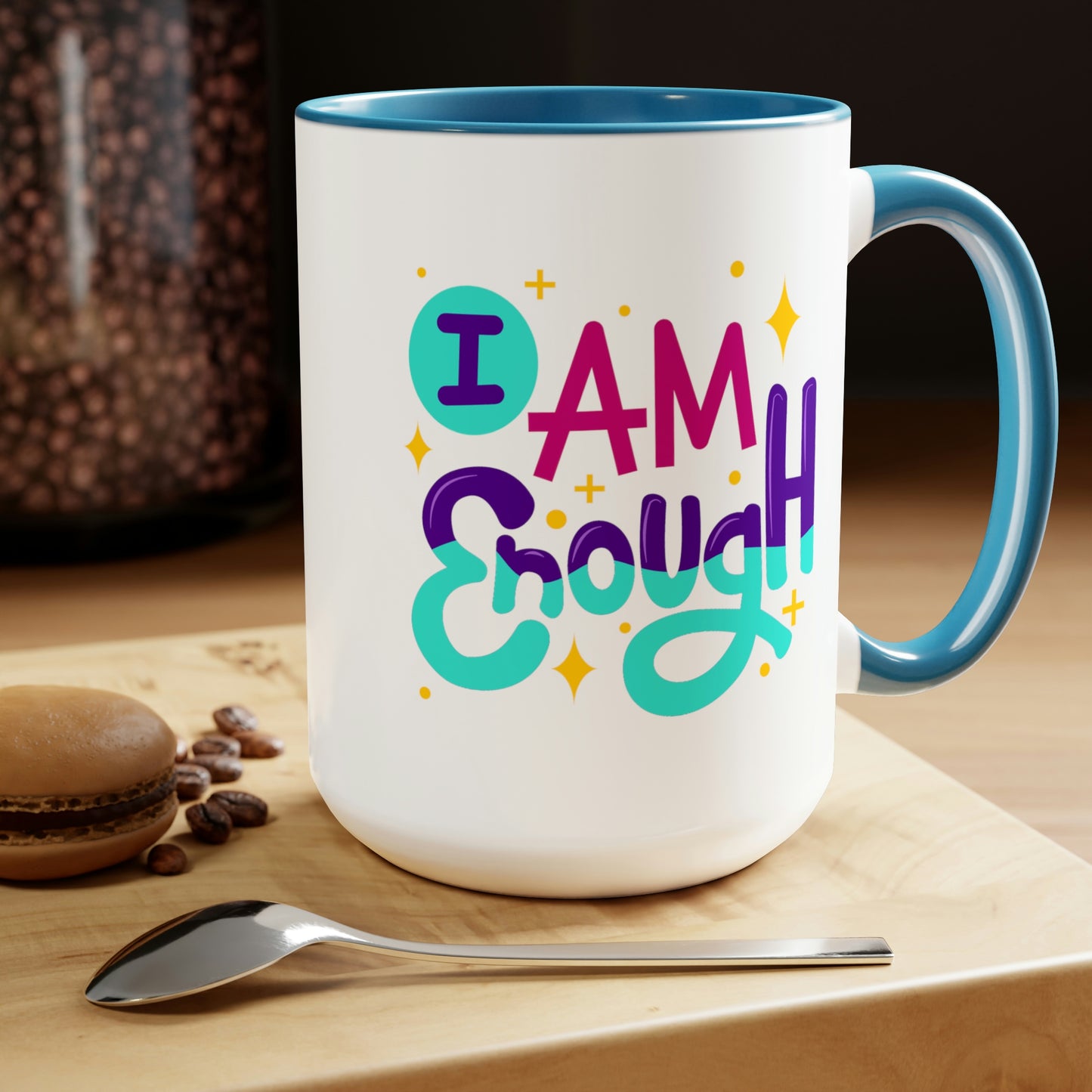 I Am Enough - 15oz Large Coffee Mugs - Inspirational Pink Coffee Mug, Gift for Women, Girl Power Gift, Gift for Women's