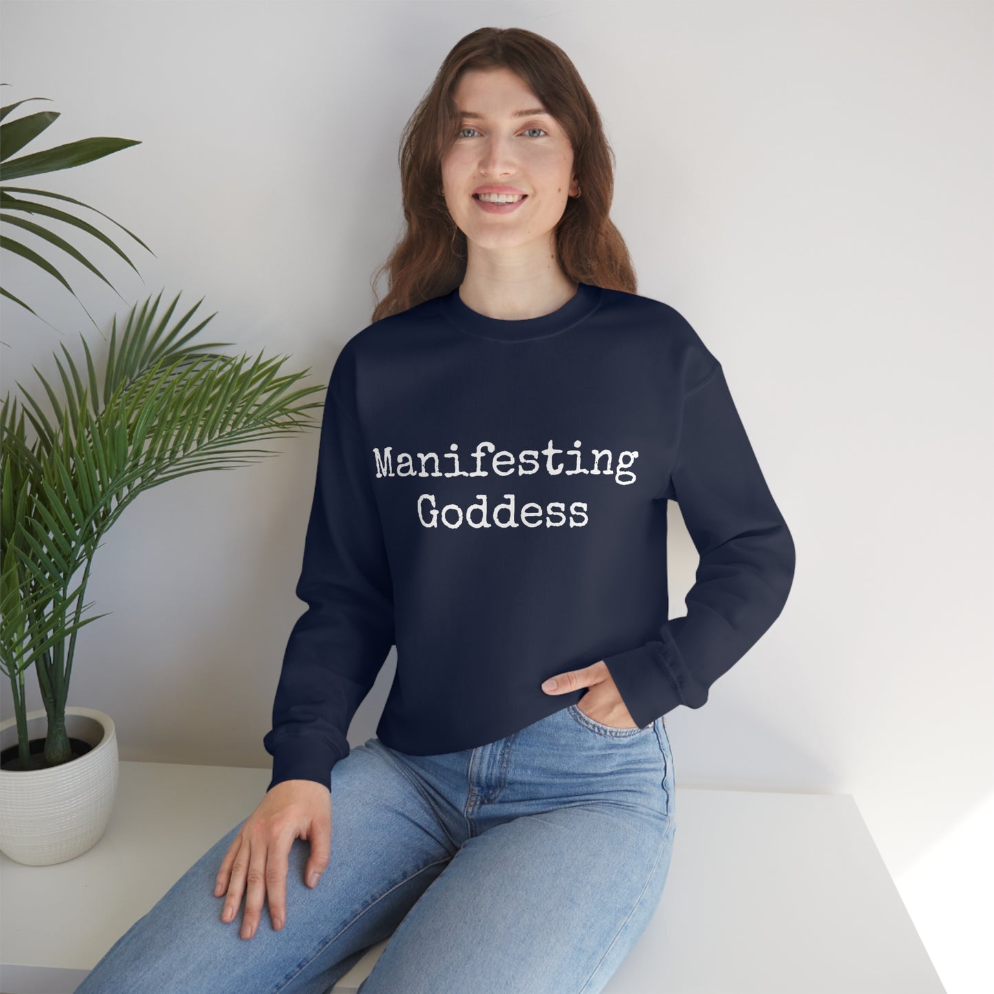 Manifesting Goddess - Heavy Blend Crewneck Sweatshirt - Inspirational Message, Novelty Sweatshirt, Gift Idea, Streetwear Sweatshirt Hoodie