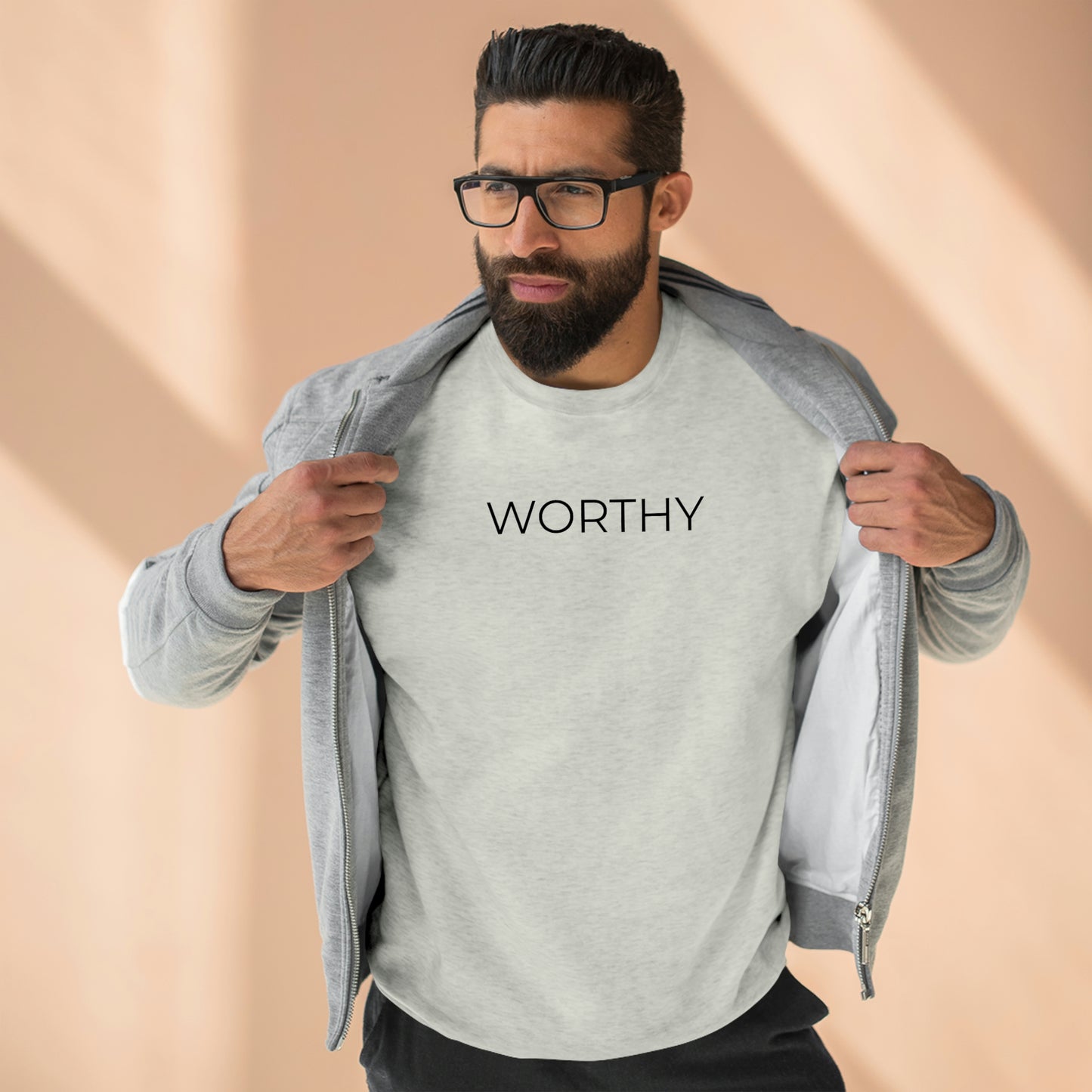 Worthy - Premium Crewneck Sweatshirt - Inspirational Message, Soft Plush Sweatshirt, Motivational Message, Streetwear