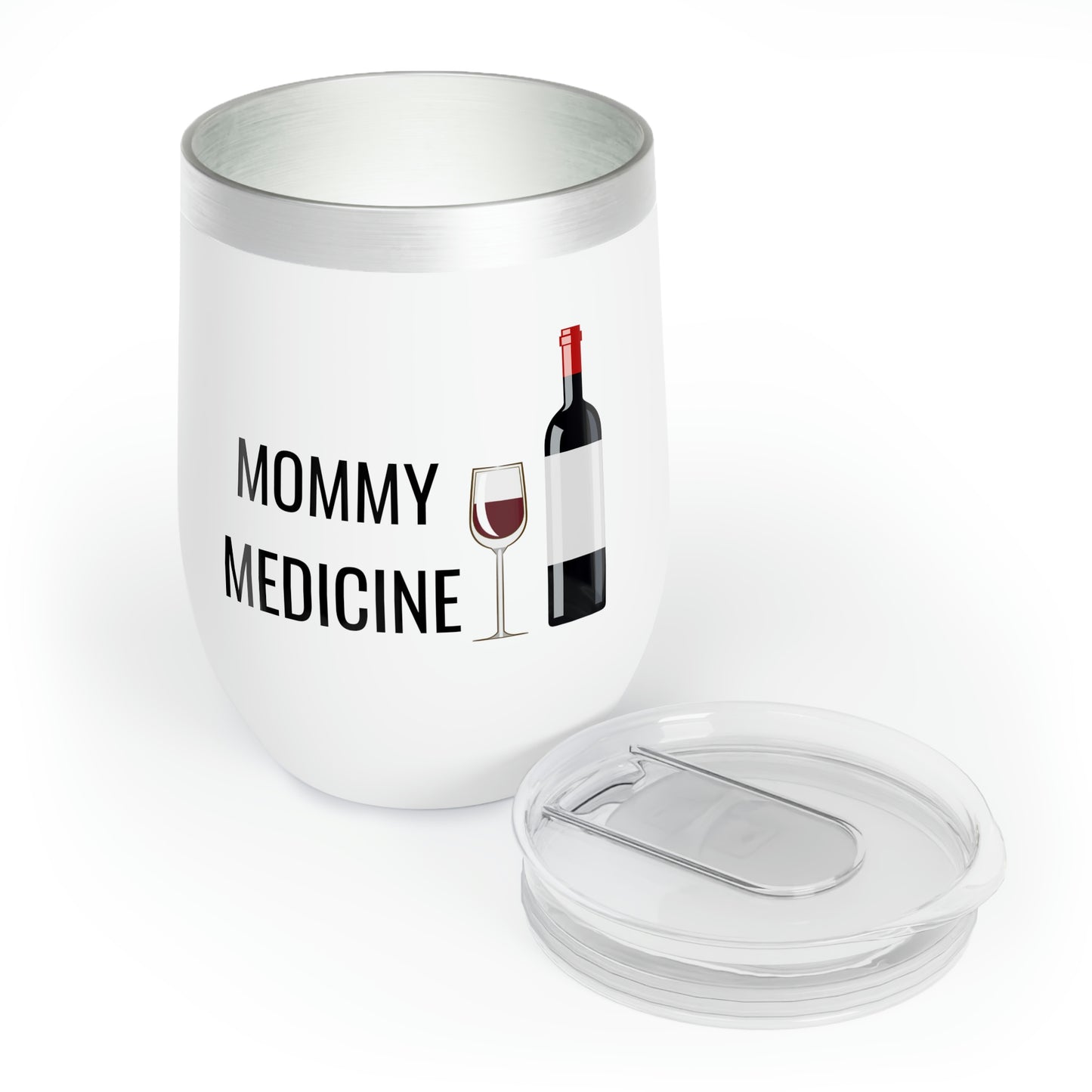 Mommy Medicine - 12oz Wine Tumbler, Wine Tumbler Funny Birthday Gag Gift, Insulated Cup for Alcohol