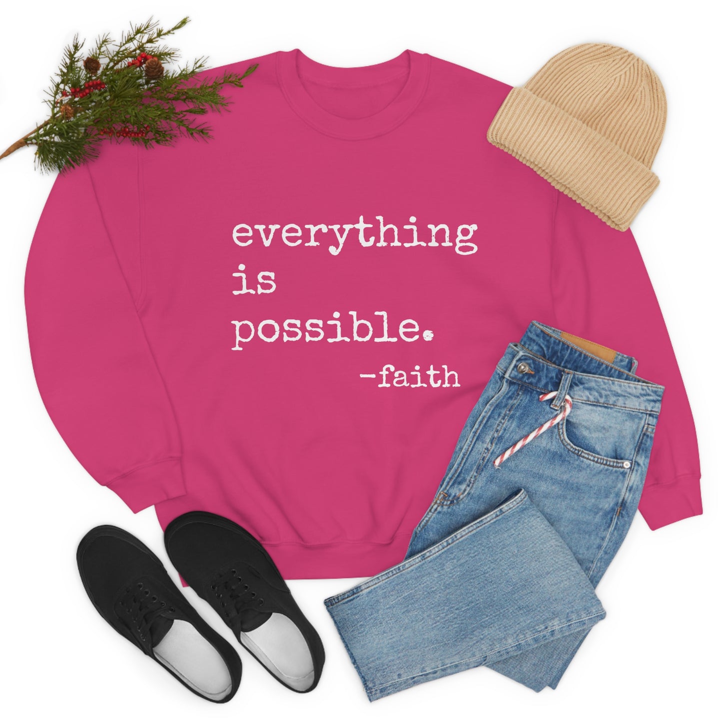 Everything is Possible - Heavy Blend Crewneck Sweatshirt - Motivational Message, Gift for Daughter or Mom or Friend, Streetwear