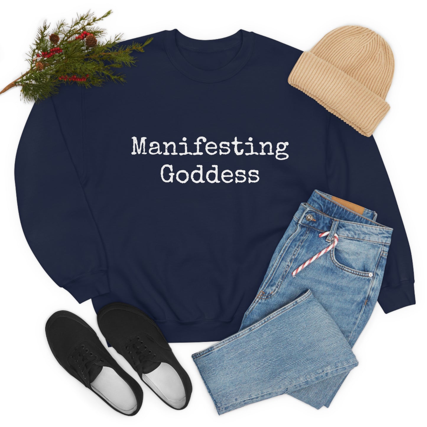 Manifesting Goddess - Heavy Blend Crewneck Sweatshirt - Inspirational Message, Novelty Sweatshirt, Gift Idea, Streetwear Sweatshirt Hoodie