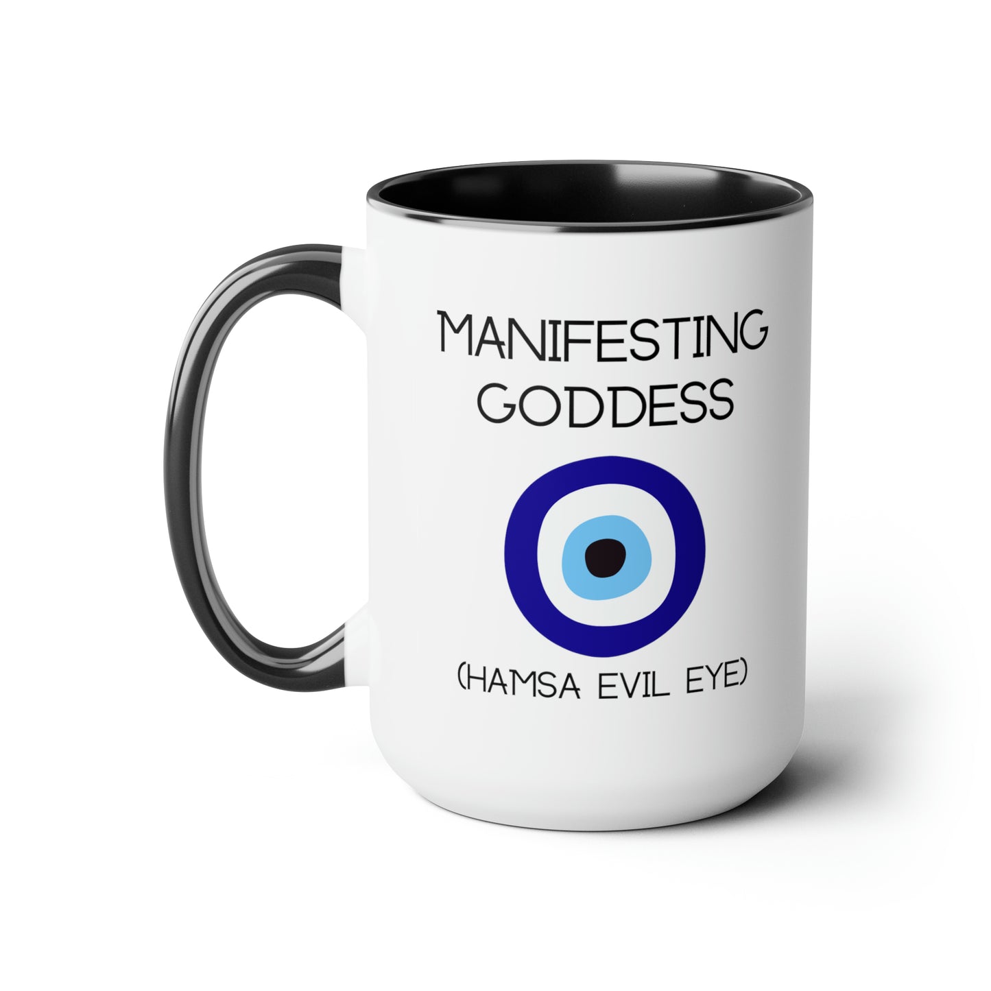 Hamsa Evil Eye Manifesting Goddess - 15oz Large Mugs - Spiritual Coffee Mug, Evil Eye Coffee Mug, Gift for Spiritual Friend, Novelty Coffee Mugs