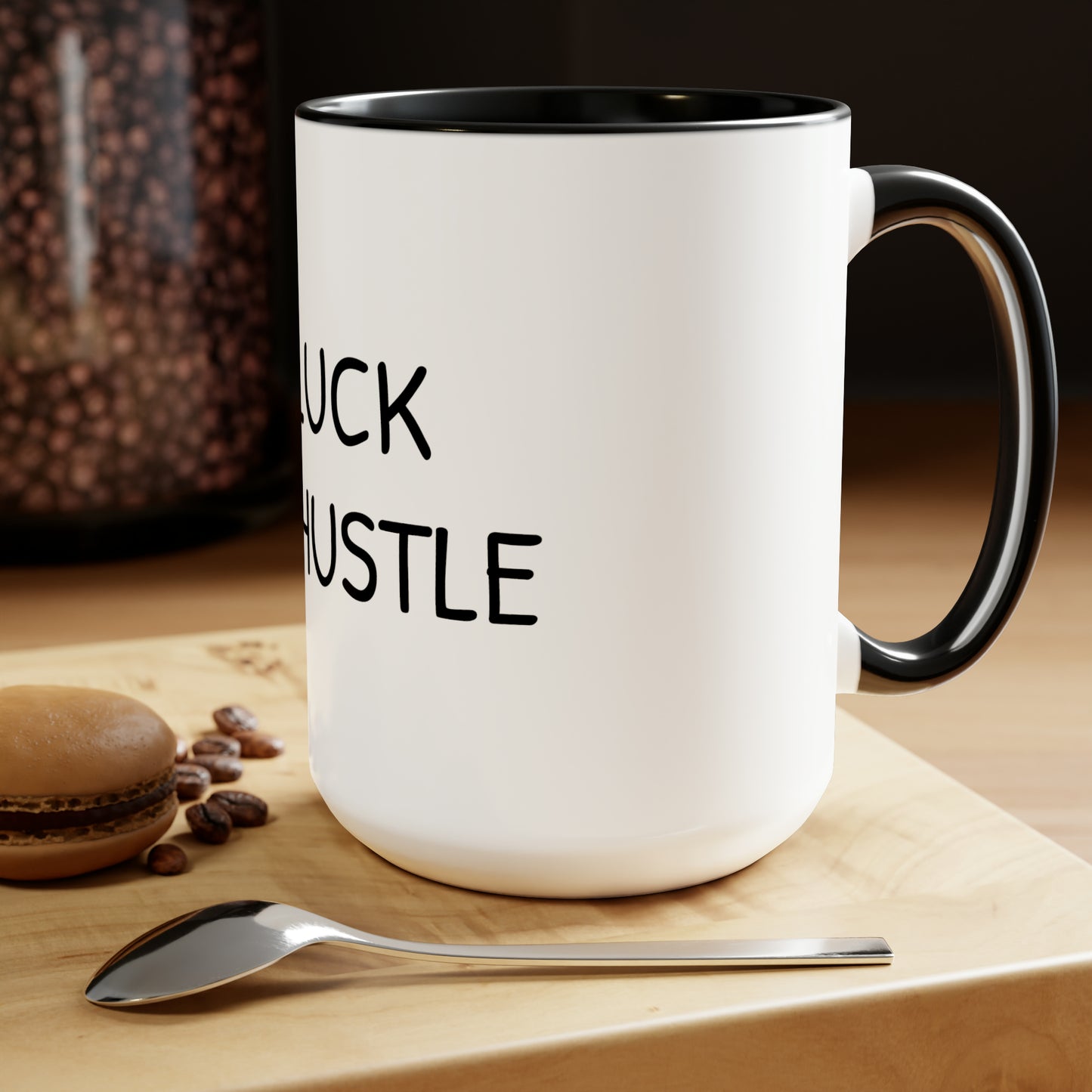 0% Luck 100% Hustle - 15oz Large Coffee Mugs - Inspirational Coffee Mug, Funny Coffee Mug, Mugs With Sayings, Gift for Women and Men, Gift for Him and Her, Ambitious Hustle Coffee Mug