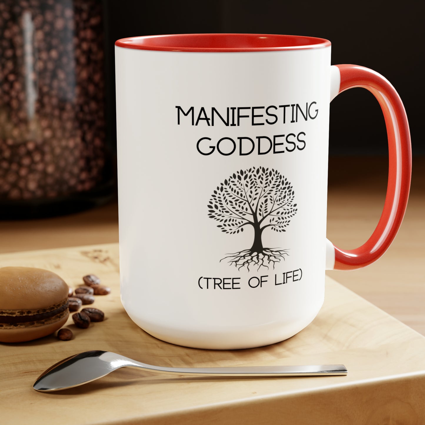 Tree of Life Manifesting Goddess - 15oz Large Mugs - Spiritual Coffee Mug, Pink Coffee Mug, Gift for Spiritual Friend, Novelty Coffee Mugs