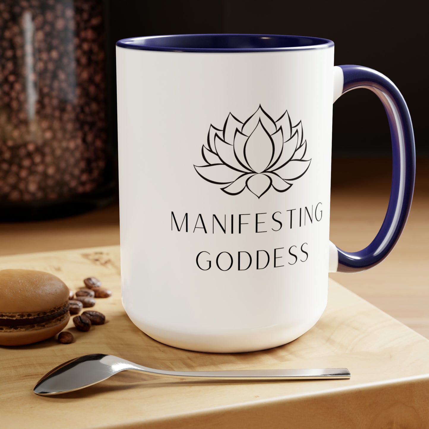 Lotus Flower Manifesting Goddess - 15oz Large Mugs - Spiritual Coffee Mug, Pink Coffee Mug, Gift for Spiritual Friend, Novelty Coffee Mugs