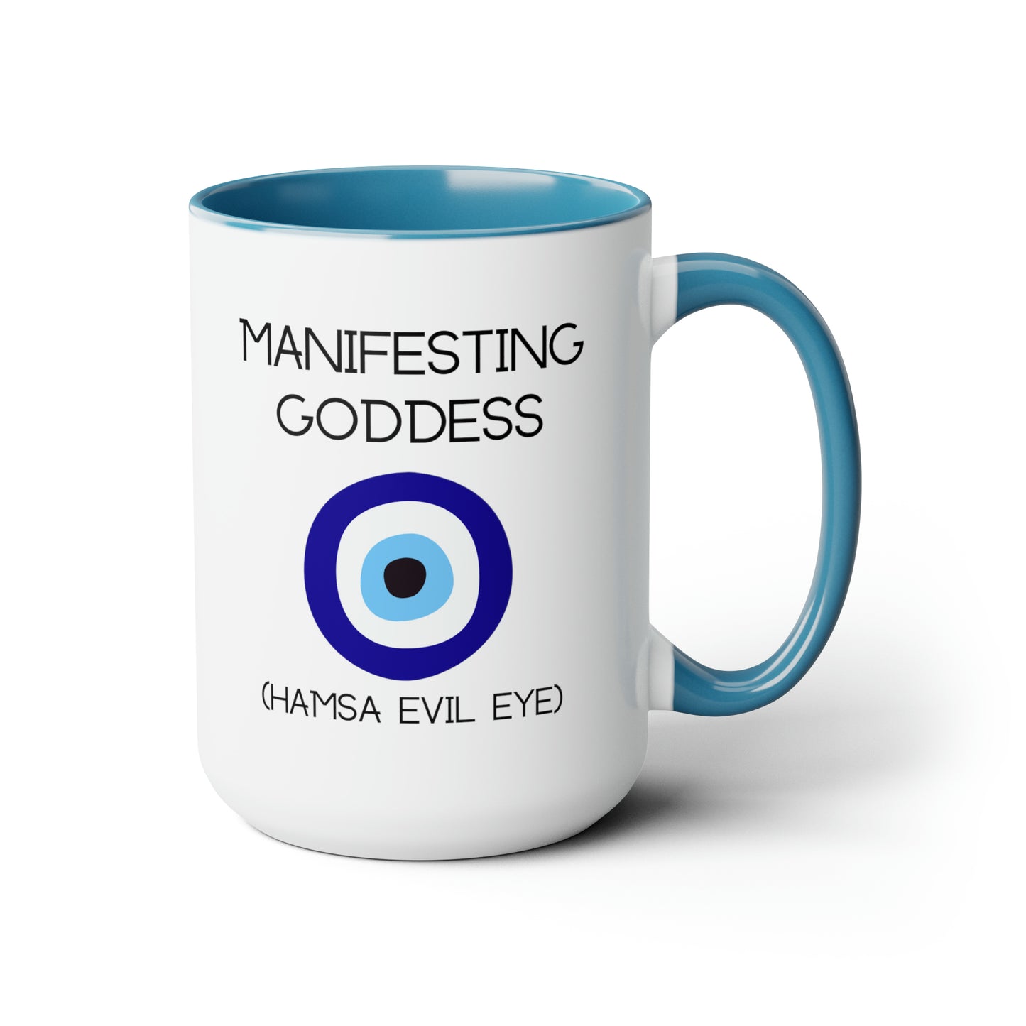 Hamsa Evil Eye Manifesting Goddess - 15oz Large Mugs - Spiritual Coffee Mug, Evil Eye Coffee Mug, Gift for Spiritual Friend, Novelty Coffee Mugs