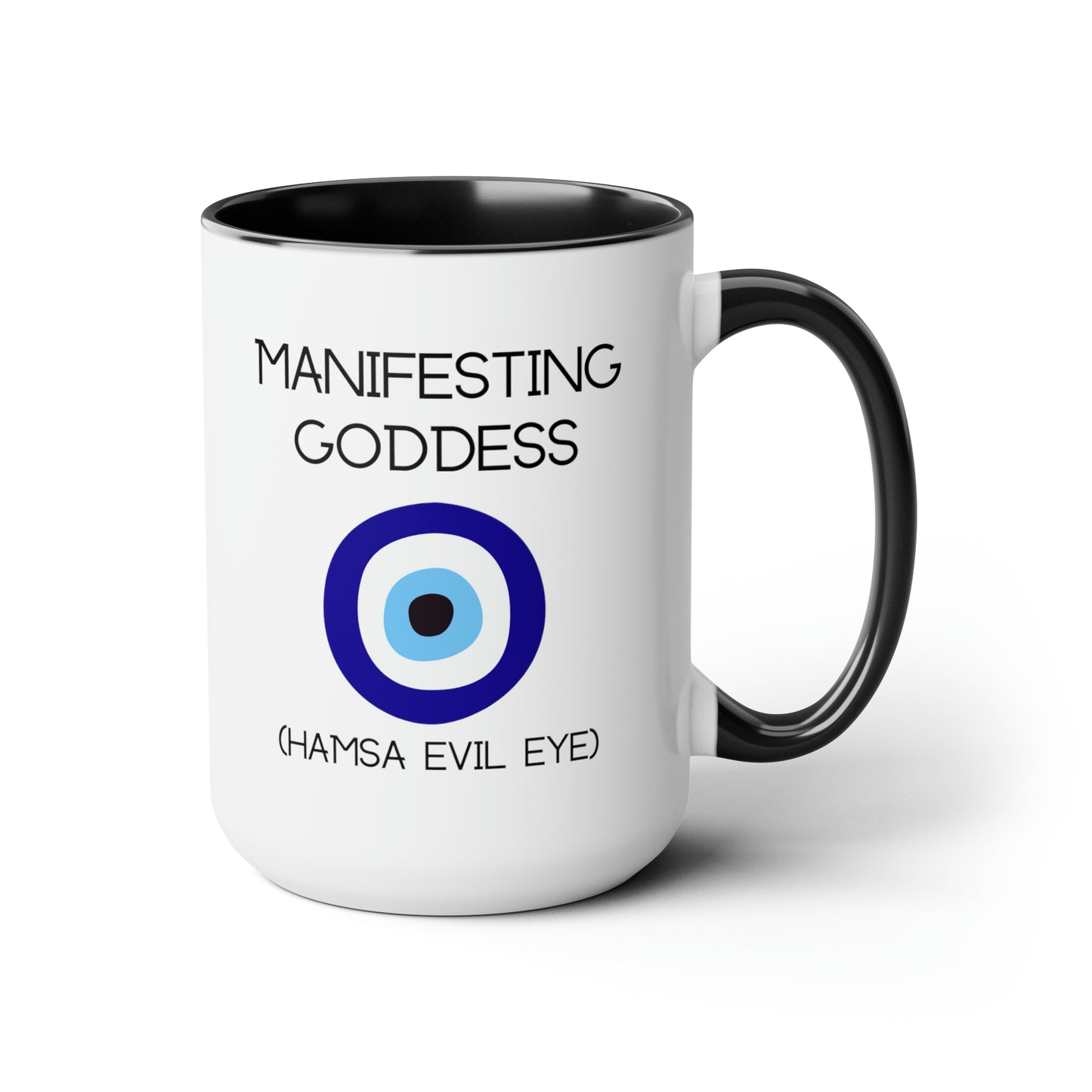 Hamsa Evil Eye Manifesting Goddess - 15oz Large Mugs - Spiritual Coffee Mug, Evil Eye Coffee Mug, Gift for Spiritual Friend, Novelty Coffee Mugs