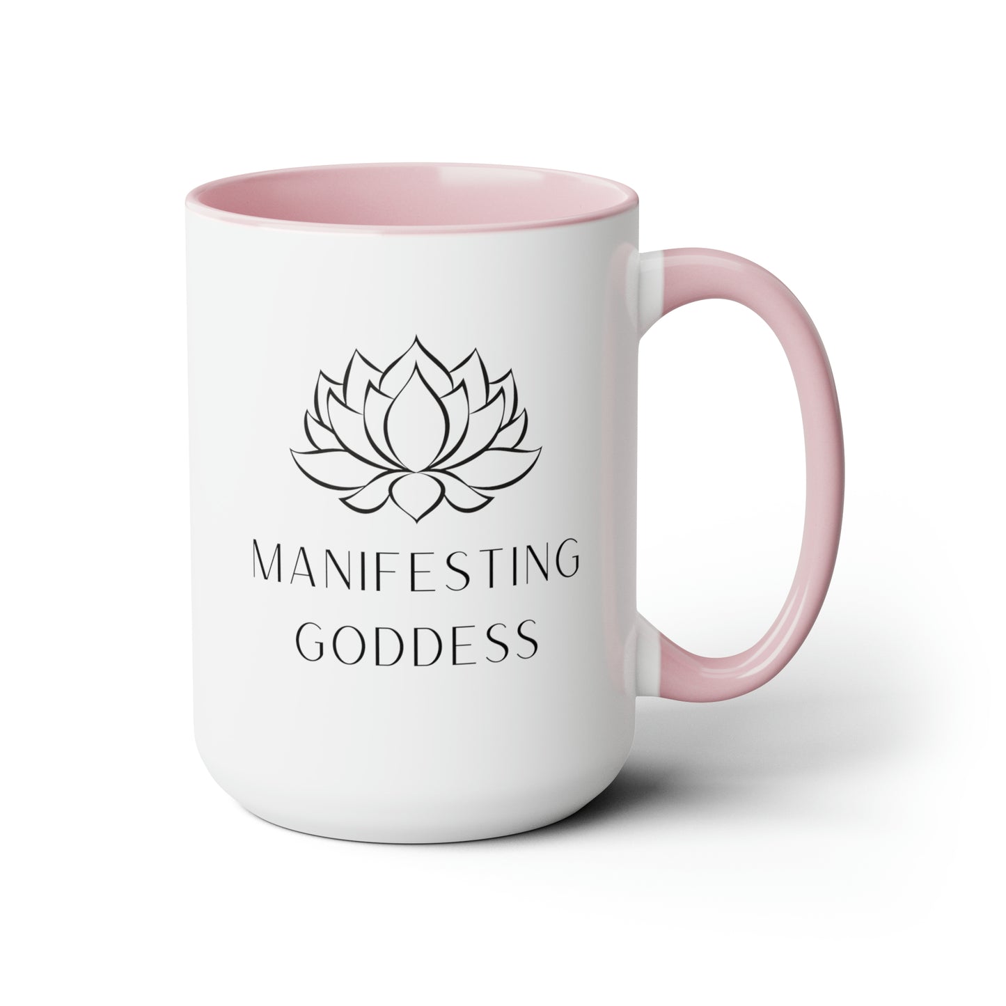 Lotus Flower Manifesting Goddess - 15oz Large Mugs - Spiritual Coffee Mug, Pink Coffee Mug, Gift for Spiritual Friend, Novelty Coffee Mugs