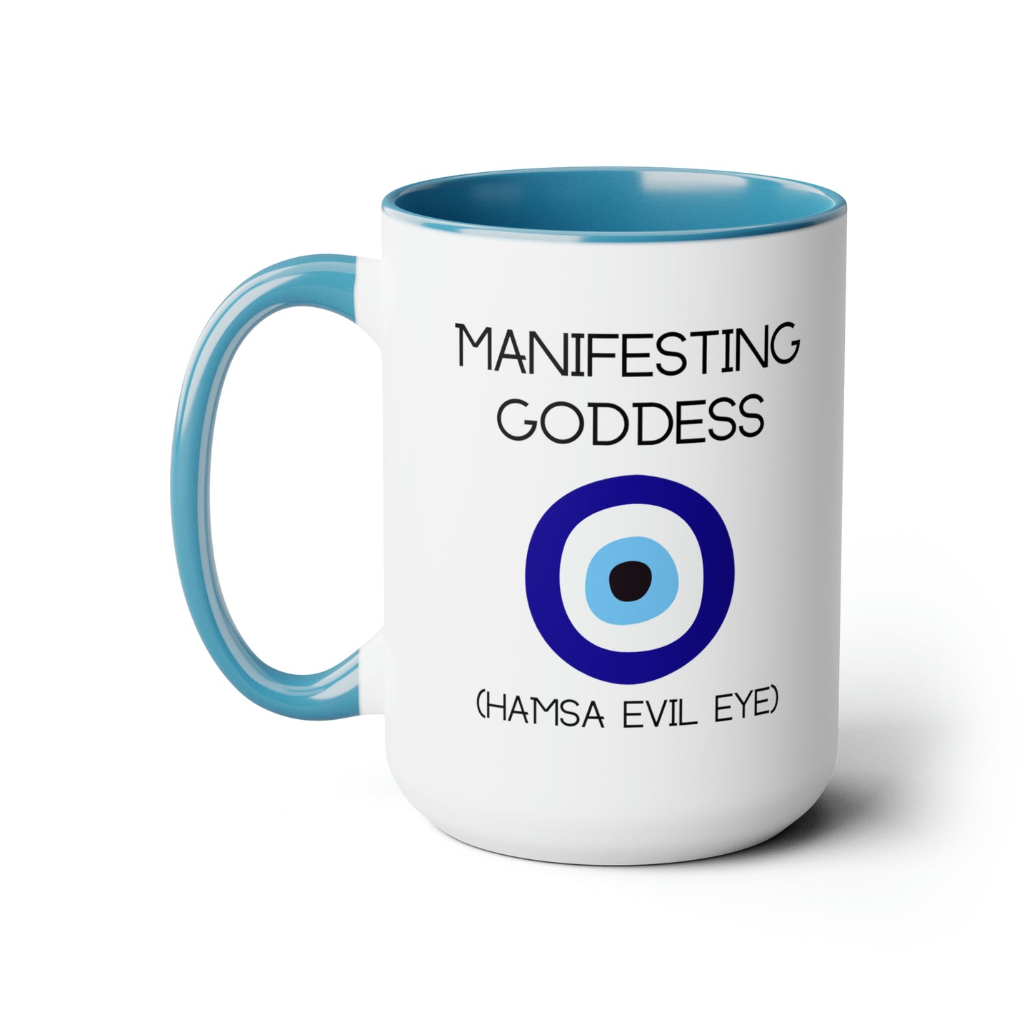 Hamsa Evil Eye Manifesting Goddess - 15oz Large Mugs - Spiritual Coffee Mug, Evil Eye Coffee Mug, Gift for Spiritual Friend, Novelty Coffee Mugs