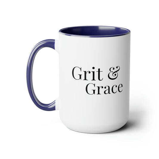 Grit & Grace - 15oz Large Coffee Mugs - Inspirational Coffee Mug, Mugs With Sayings, Gift for Women and Men, Gift for Him and Her, Religious Coffee Mug