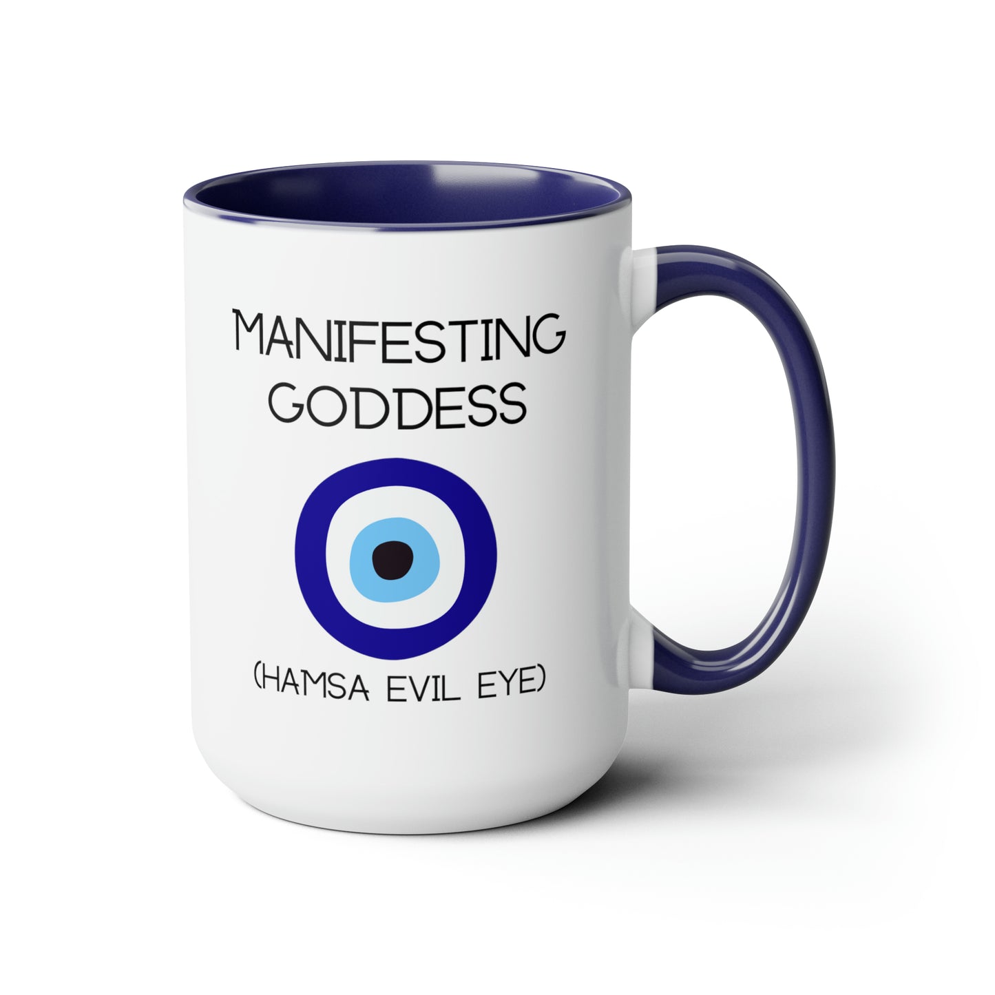 Hamsa Evil Eye Manifesting Goddess - 15oz Large Mugs - Spiritual Coffee Mug, Evil Eye Coffee Mug, Gift for Spiritual Friend, Novelty Coffee Mugs