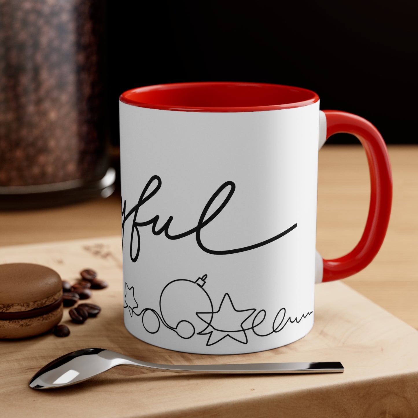 Joyful - 11oz Coffee Mug with handle - Christmas Ceramic Coffee Mug, Christmas Gifts - Festive Holiday Gift - Novelty Coffee Cup Lovers - Drink ware, Xmas Dining